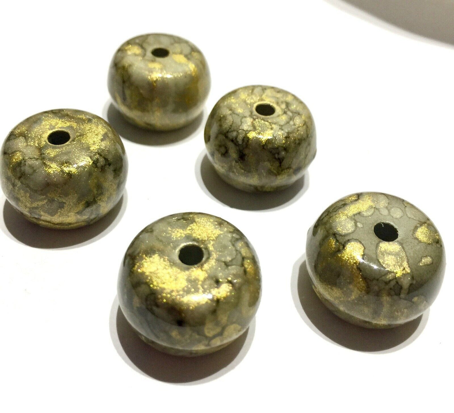 5x Mottled Vintage Gold 18mm Chunky Large Acrylic Beads