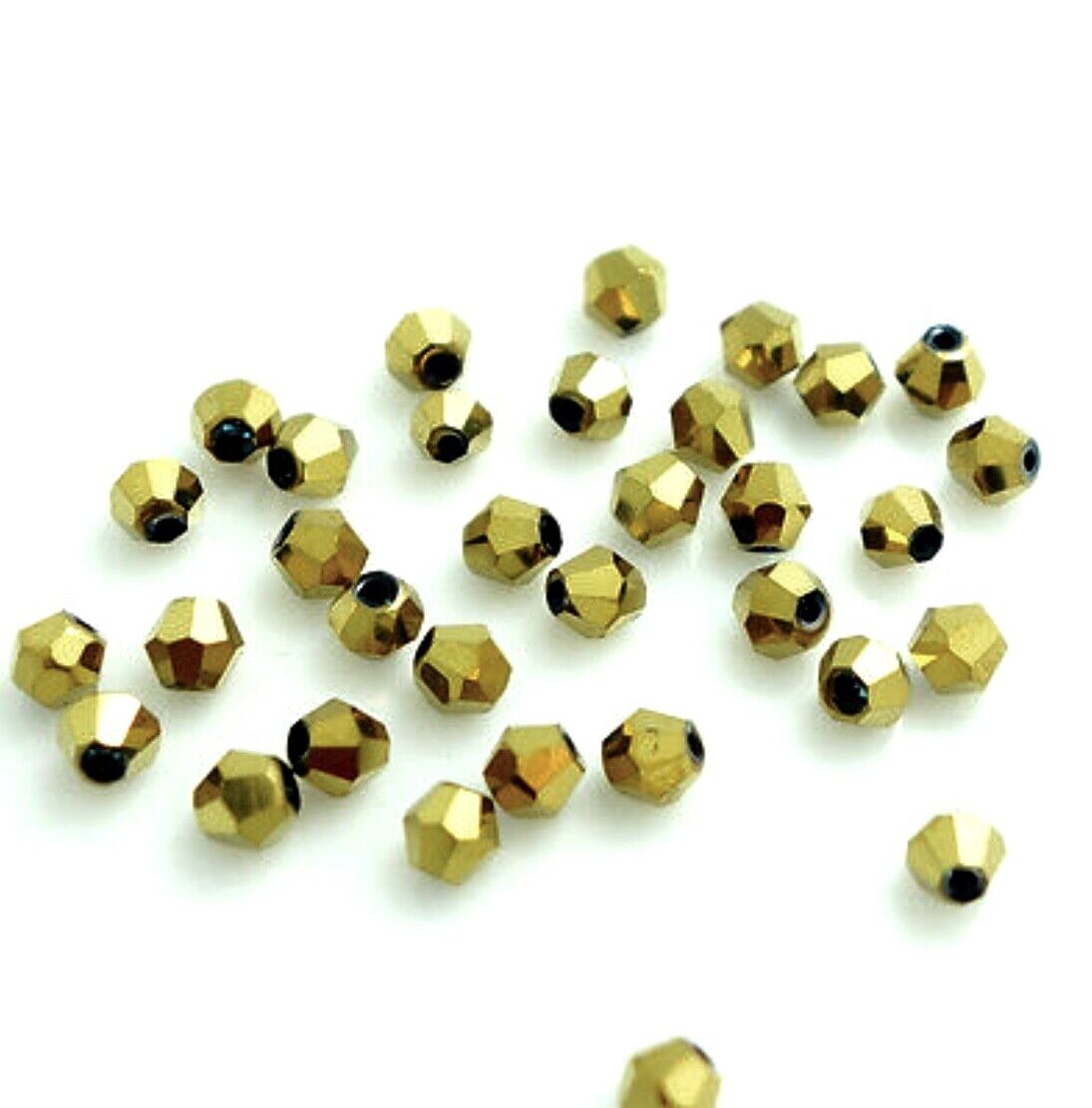 200x Golden 5mmx4mm Acrylic Bicone Spacer Beads