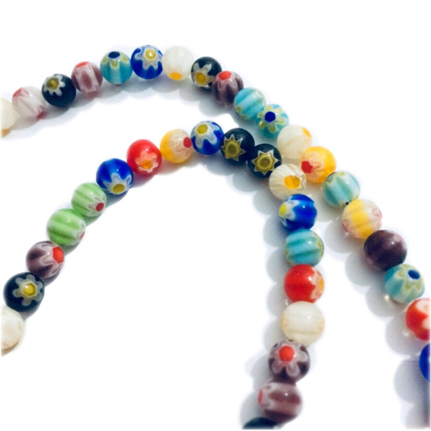 60pcs 1x Strand Mix Design Mix Colour 6mm Millefiori Glass Beads
