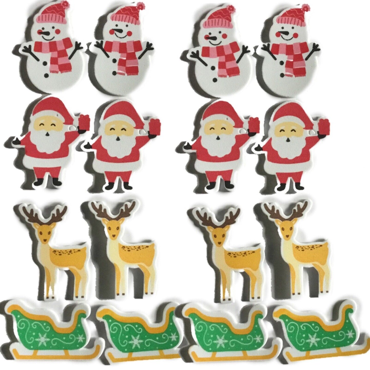 24x Christmas Theme Foam Sticker for Craft - (Santa, Reindeer, Snowman, Sleigh)