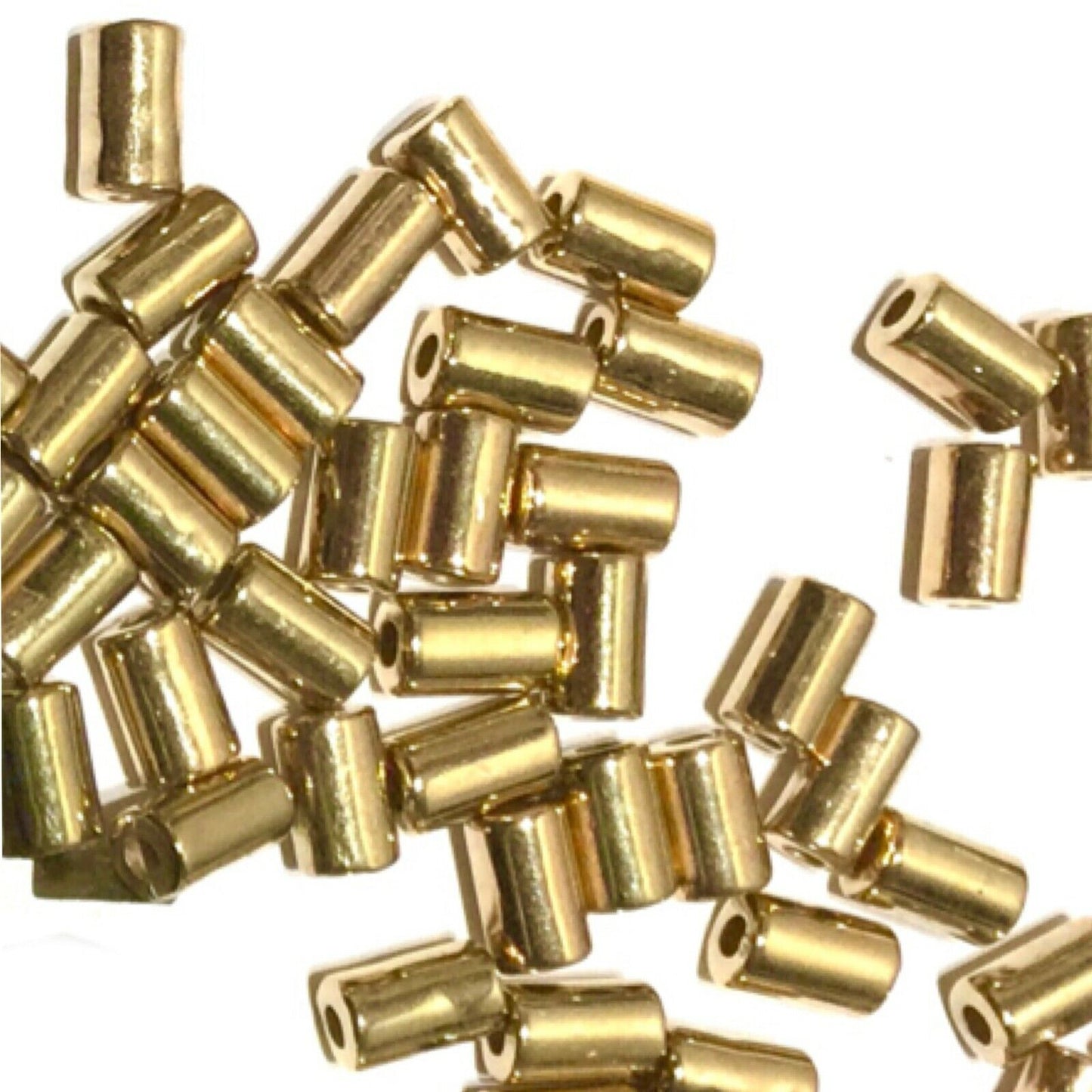 100x Golden 11mmx5mm Acrylic Tube Beads