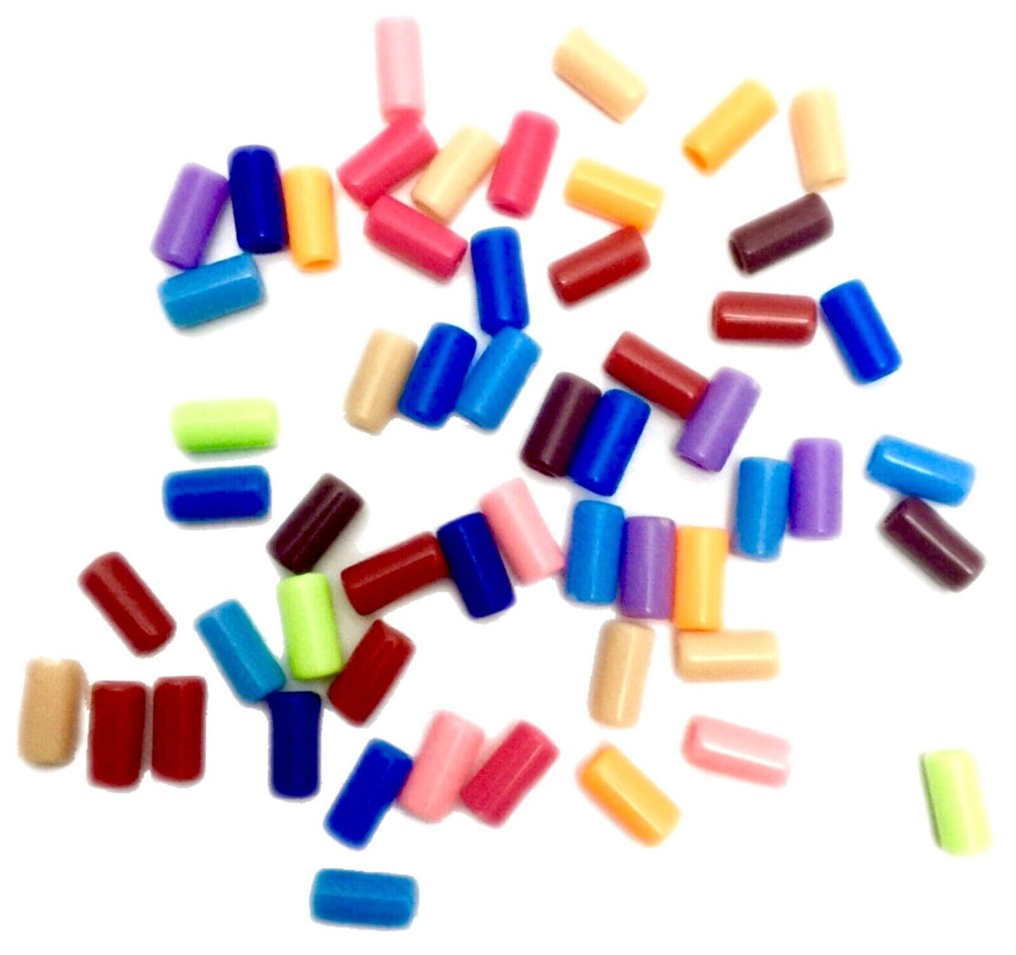 200pcs Multicolour Tube Tubular 9mm Large Hole Acrylic Beads