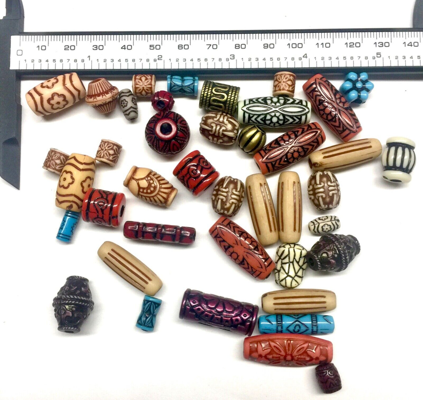 60+ pcs Ethnic Tribal Aztec Style Mix Design Mix Sizes Acrylic Beads