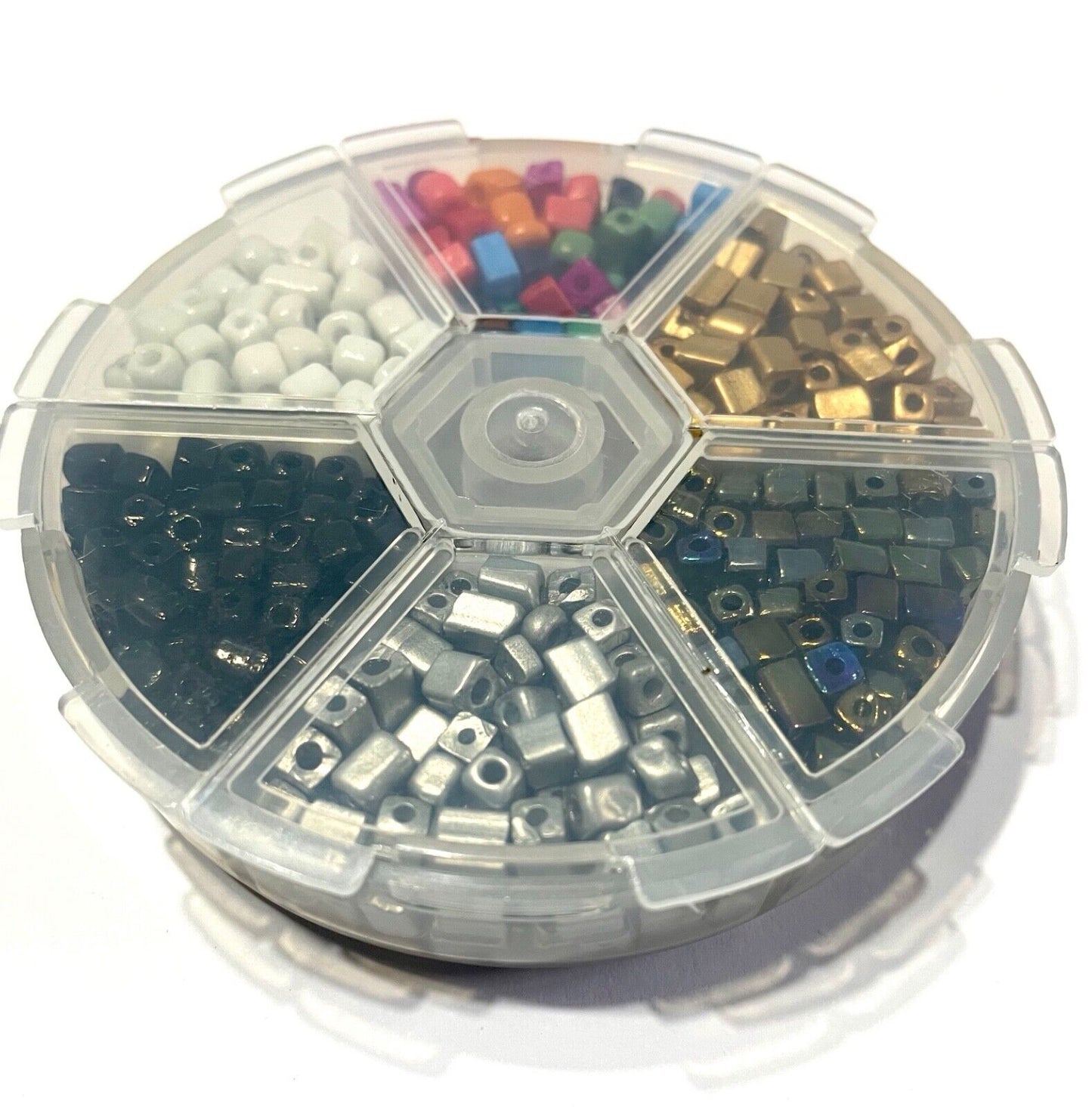 Multicolour Glass Cube 6/0 Seed Beads with Storage Container