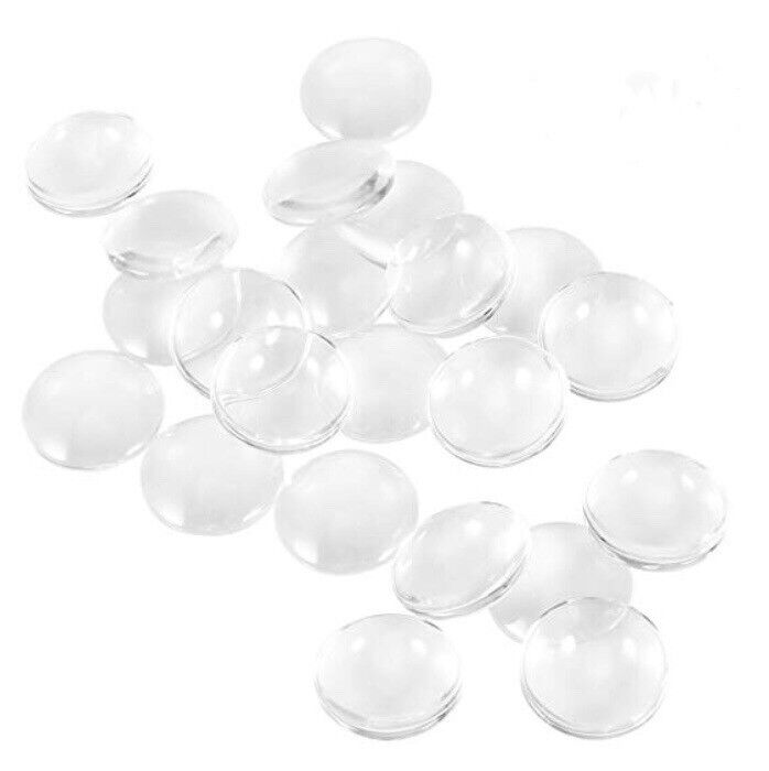 15 x Crystal Clear Glass Stone 25mm Cabochon for Glass Stone Art