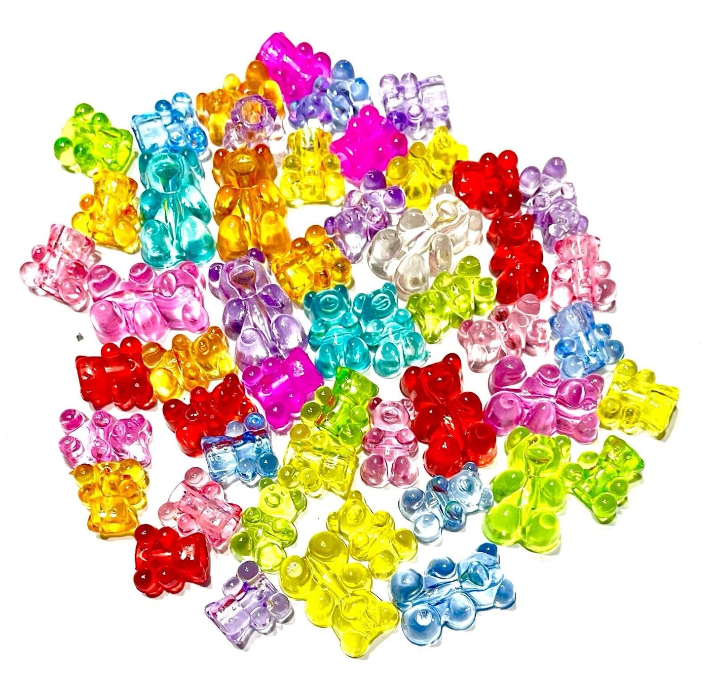60pcs Mix Jelly Gummy Bears 10mm, 12mm & 16mm Charm Acrylic Beads