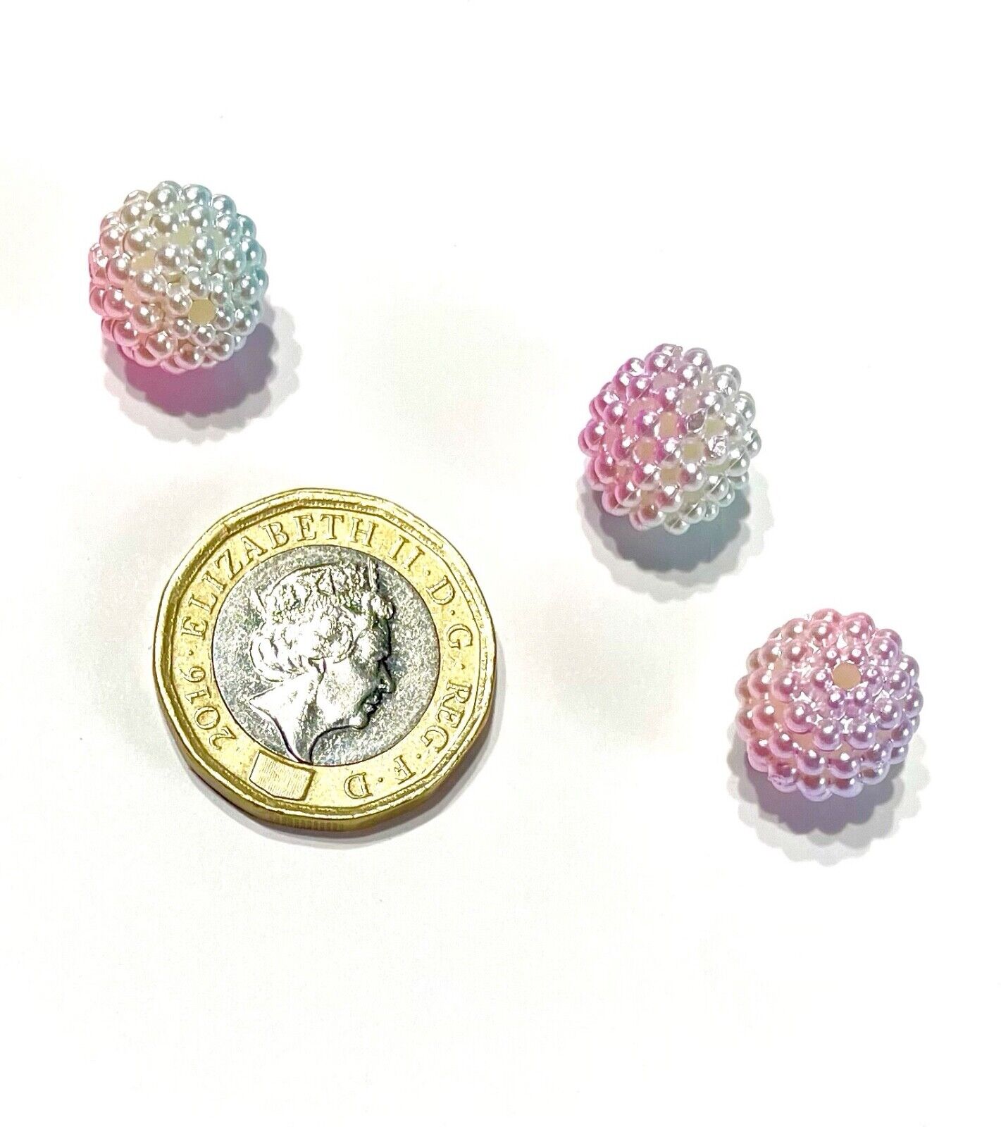 25x Pastel Rainbow Colour 12mm Faux Pearl Cluster Design Beads