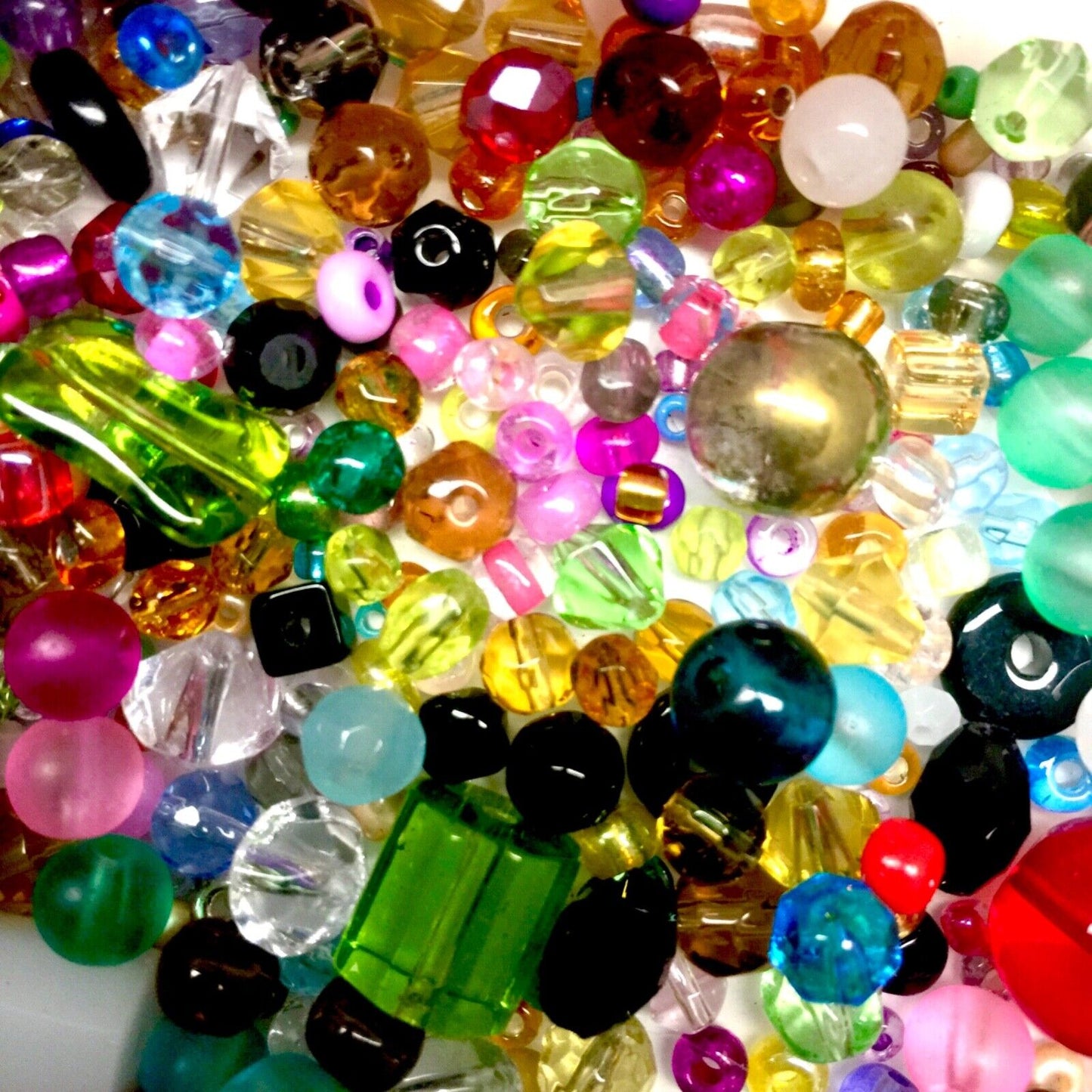 1 Pack of 200grams (over 1000pcs) 3mm-40mm Multi Colour Mix Shapes Glass Beads