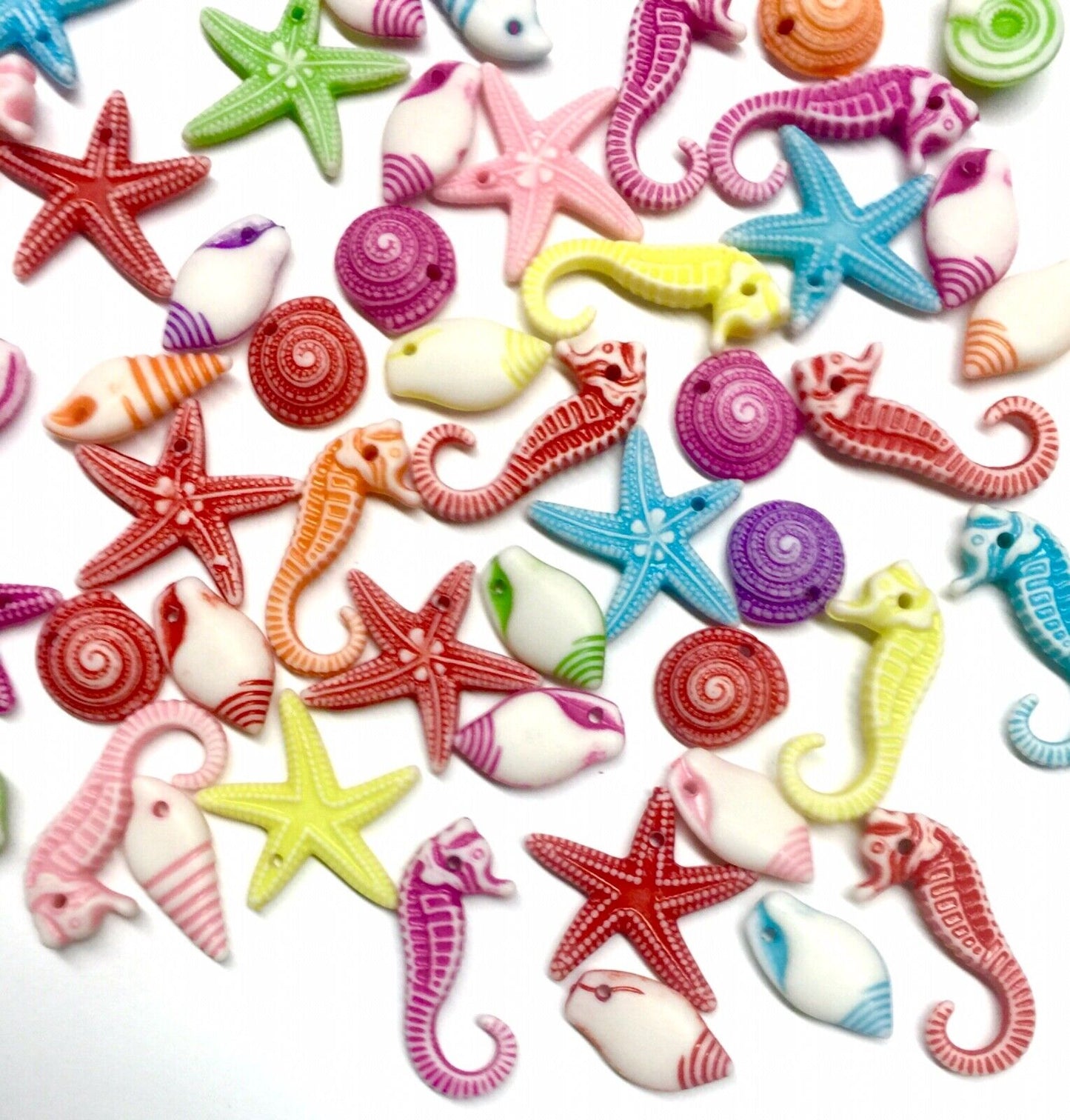 50 pcs Ocean Creature Theme Charm Acrylic Beads