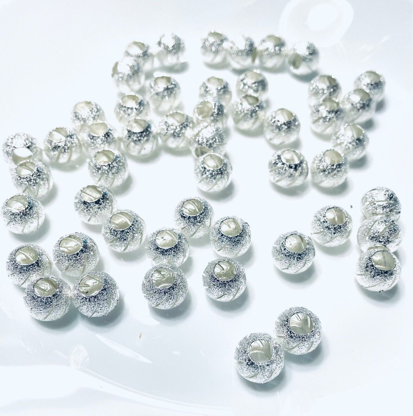 10X LIGHTWEIGHT SILVER COLOUR METAL EUROPEAN CHARM LARGE HOLE BEADS