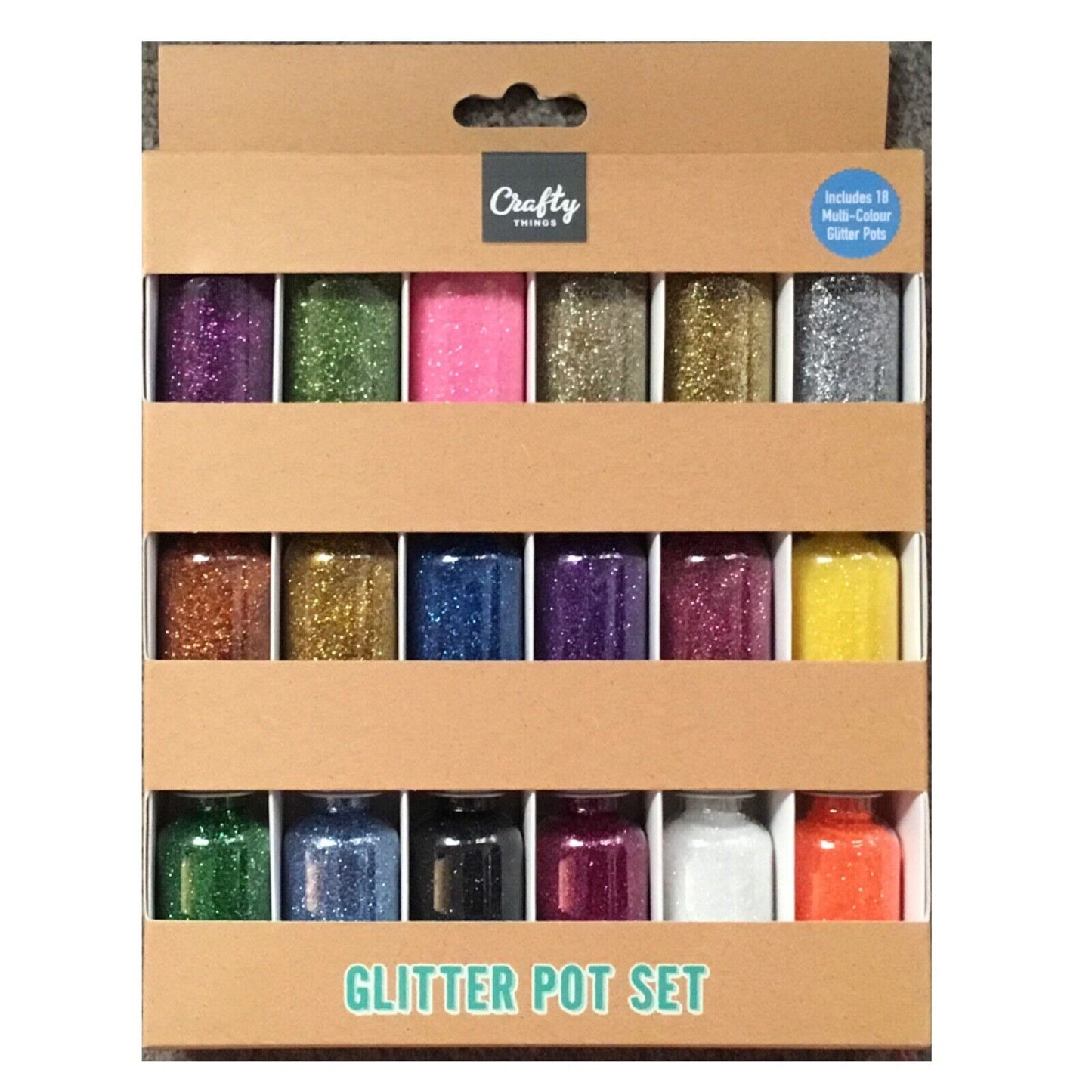 18x Multi Coloured Glitter Bottles BOX Set