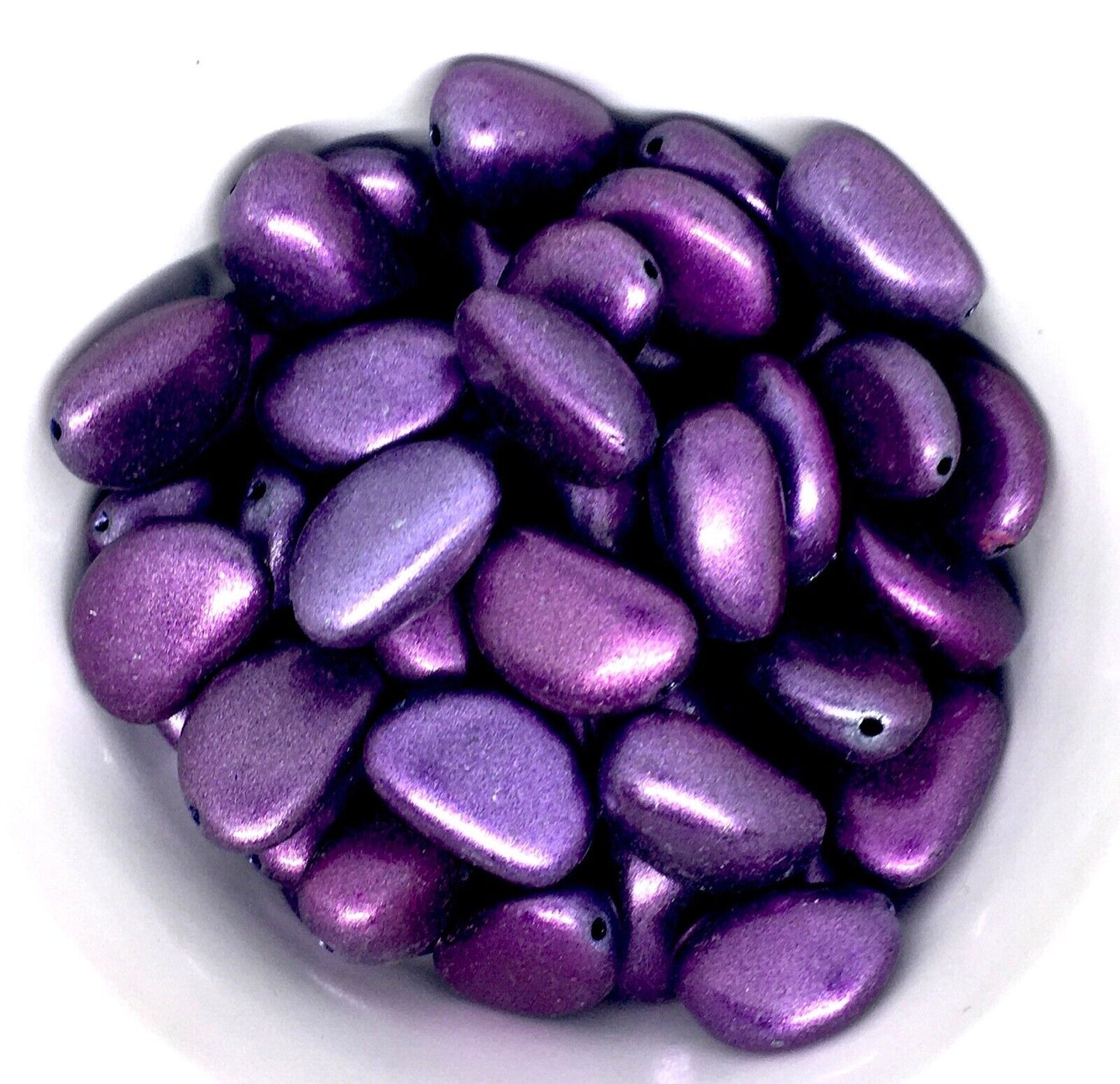15x Purple Metallic Stone Effect 20mm x 12mm Resin Beads for Jewellery Craft