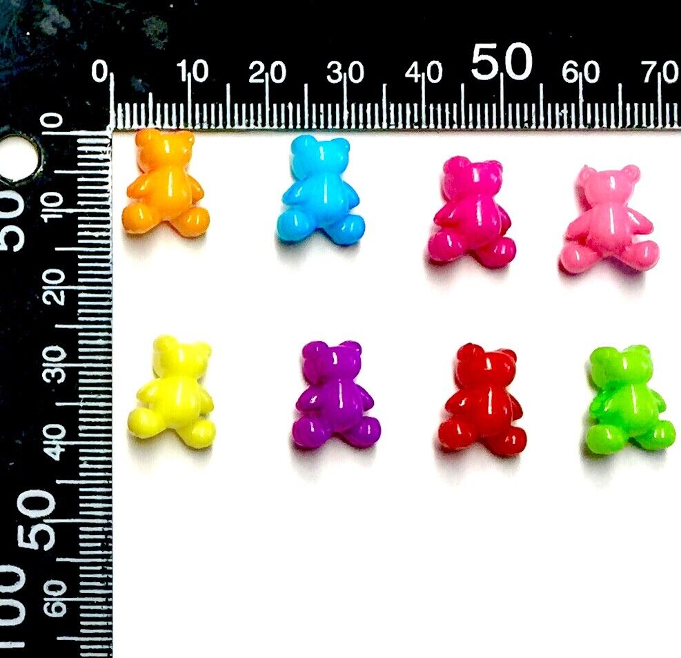 50x Mix Candy Coloured Cute Bear Design Charm13.5mm Acrylic Beads