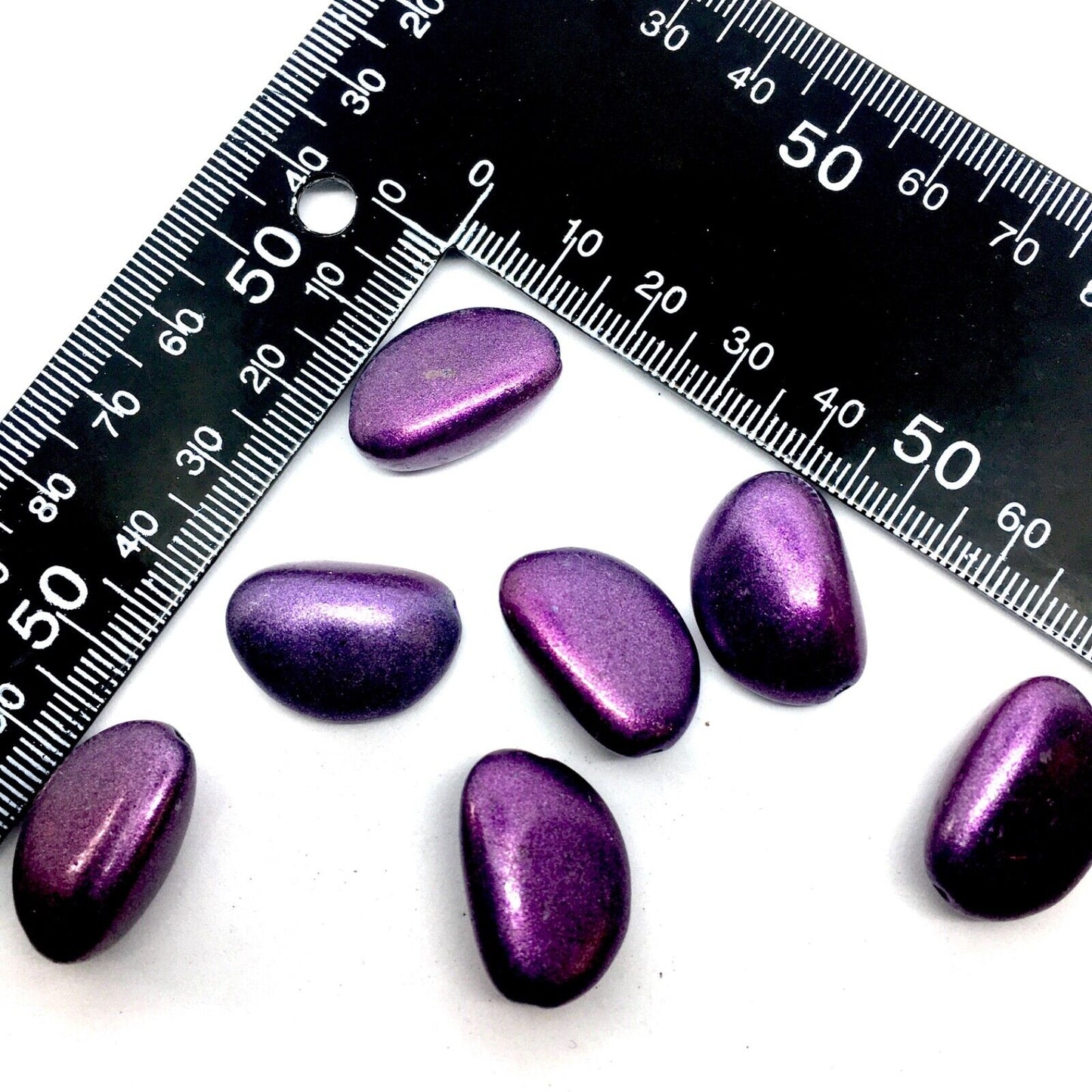 15x Purple Metallic Stone Effect 20mm x 12mm Resin Beads for Jewellery Craft
