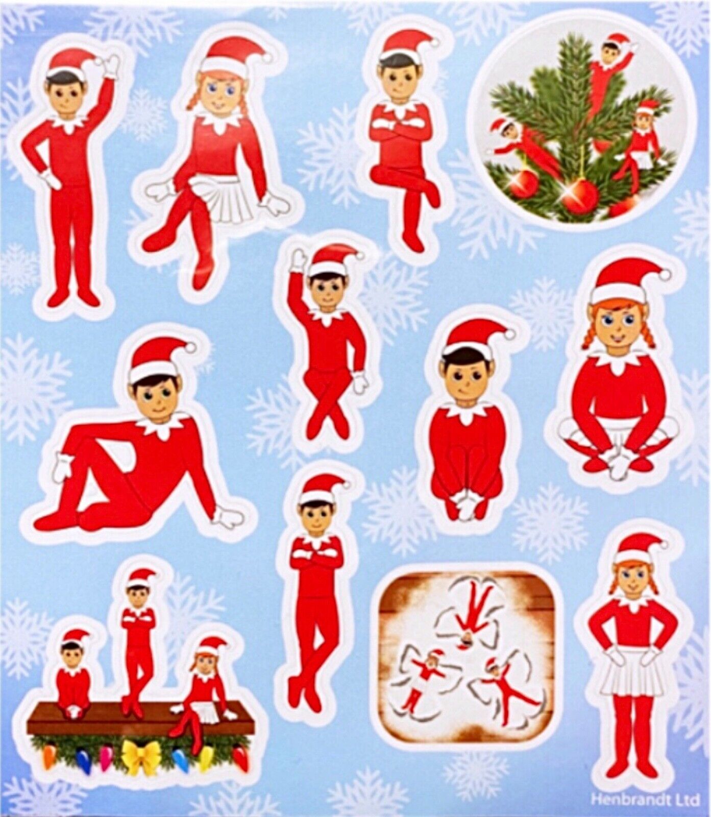 6x Sheets Henbrandt Santa and Elves Christmas Fun Craft Stickers