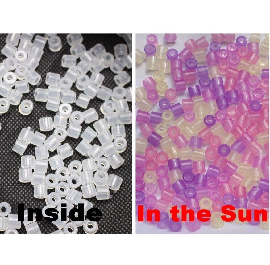 200x Colour Changing UV Magic Barrel Beads 6mmx5mm