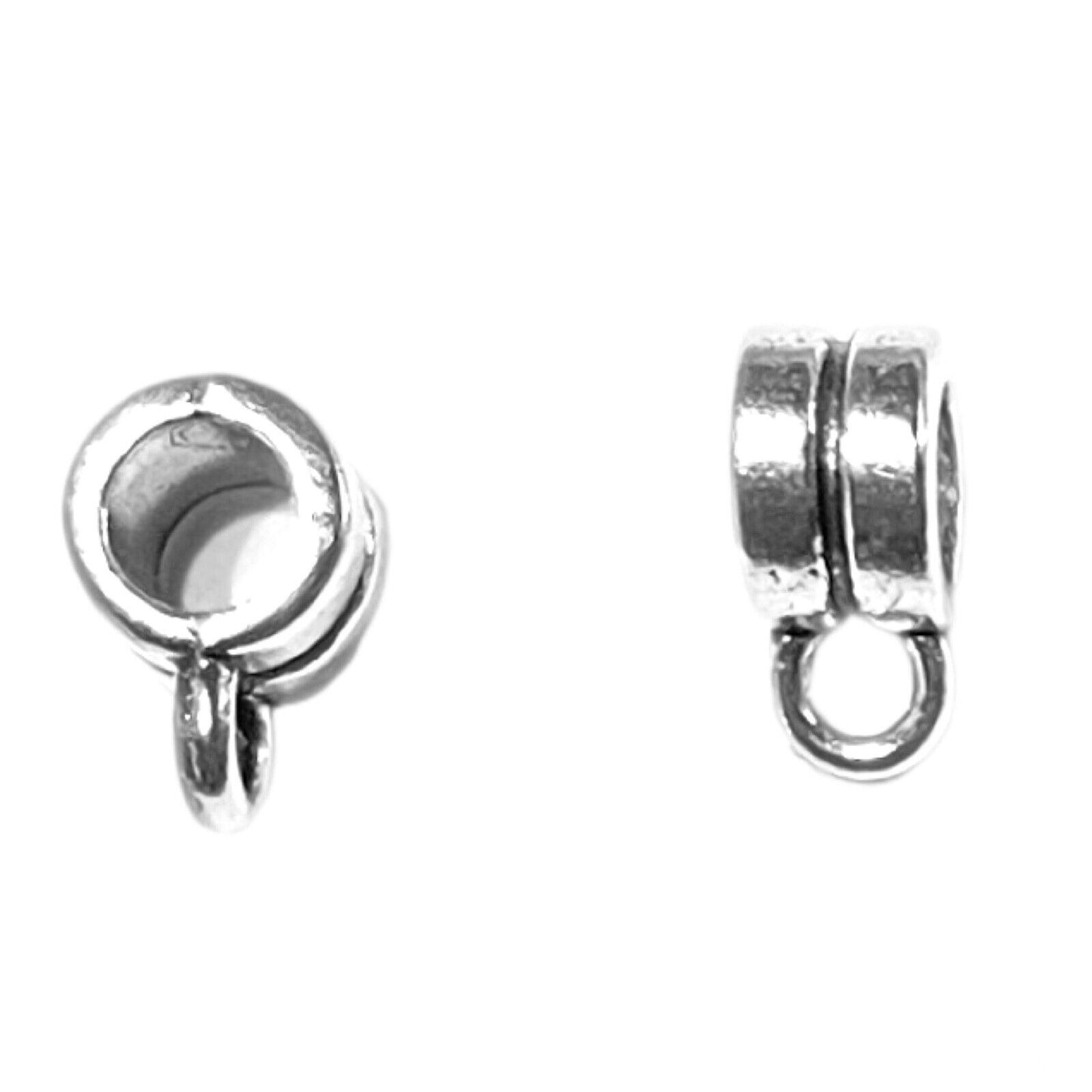 35x Silver Tone Metal Bail Charm Pendant Connector 8mmx6mm Beads