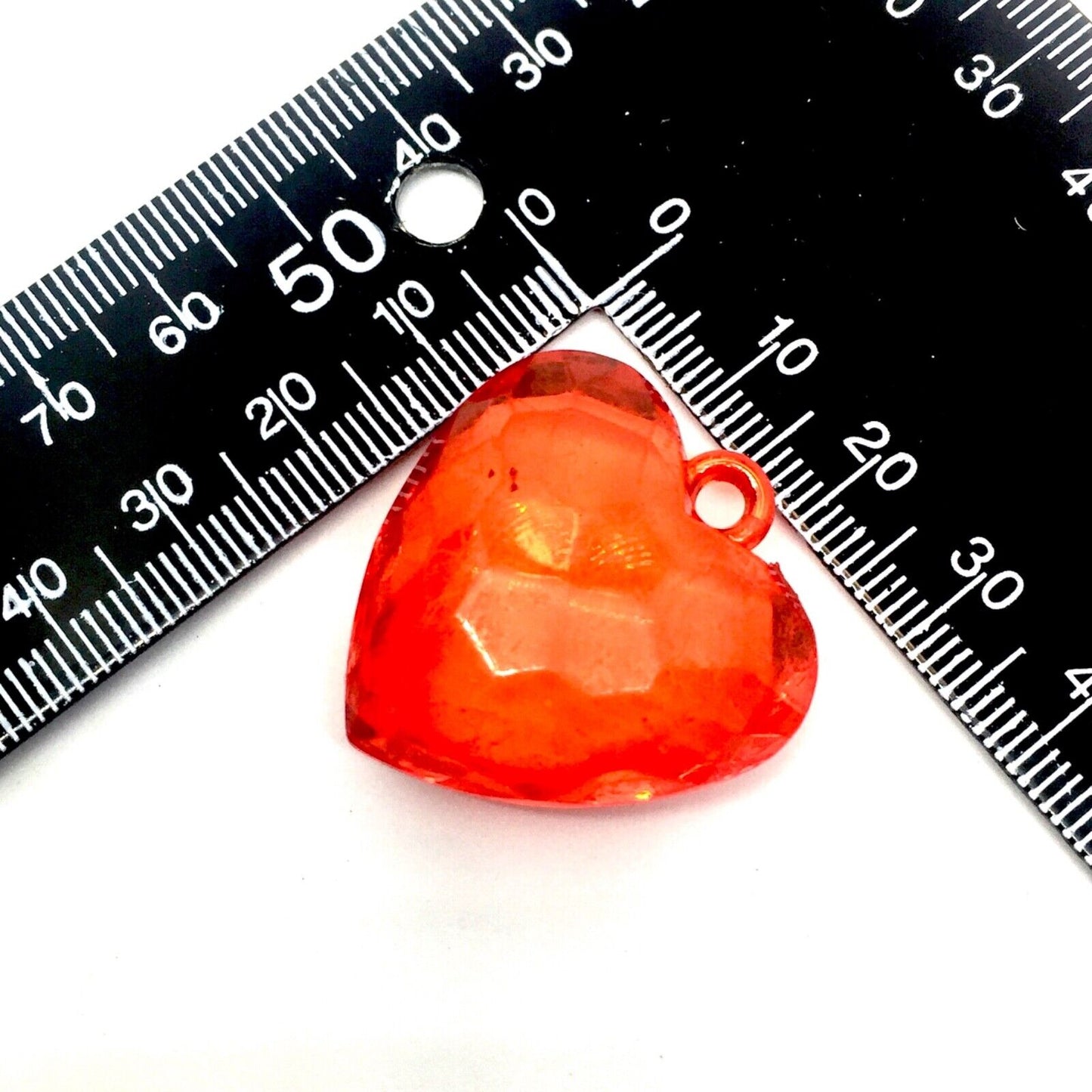 5x Acrylic 30mm Multi Colour Heart Pendant Loose Beads