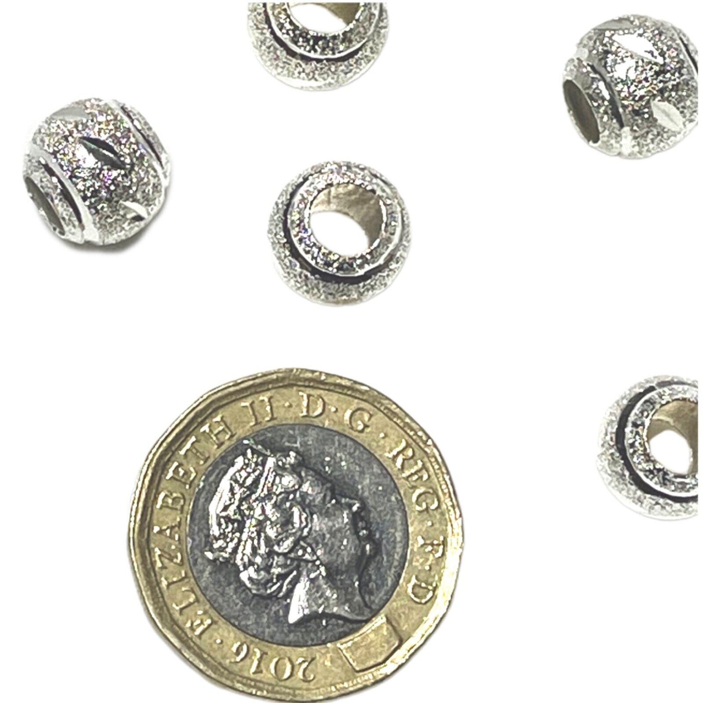 10X LIGHTWEIGHT SILVER COLOUR METAL EUROPEAN CHARM LARGE HOLE BEADS