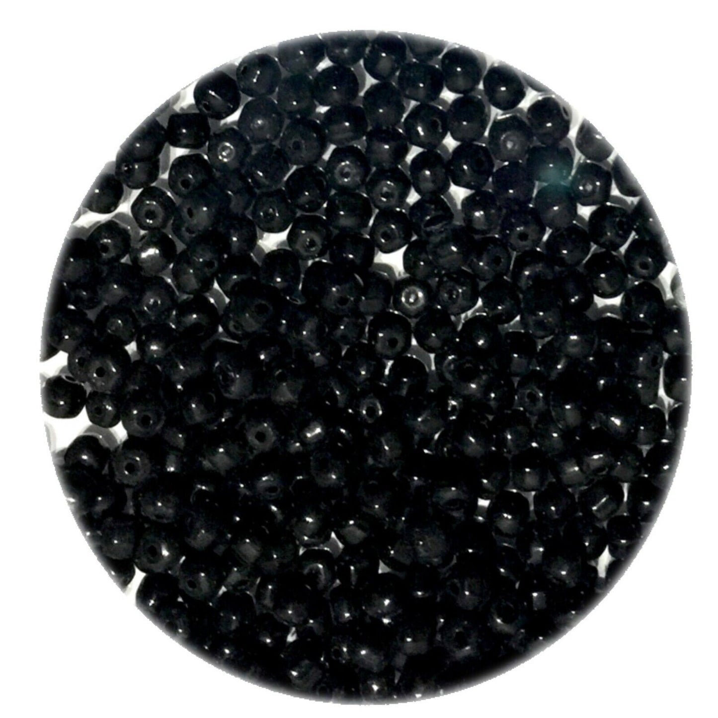 300x Black Hexagonal 4mm Glass Spacer Beads