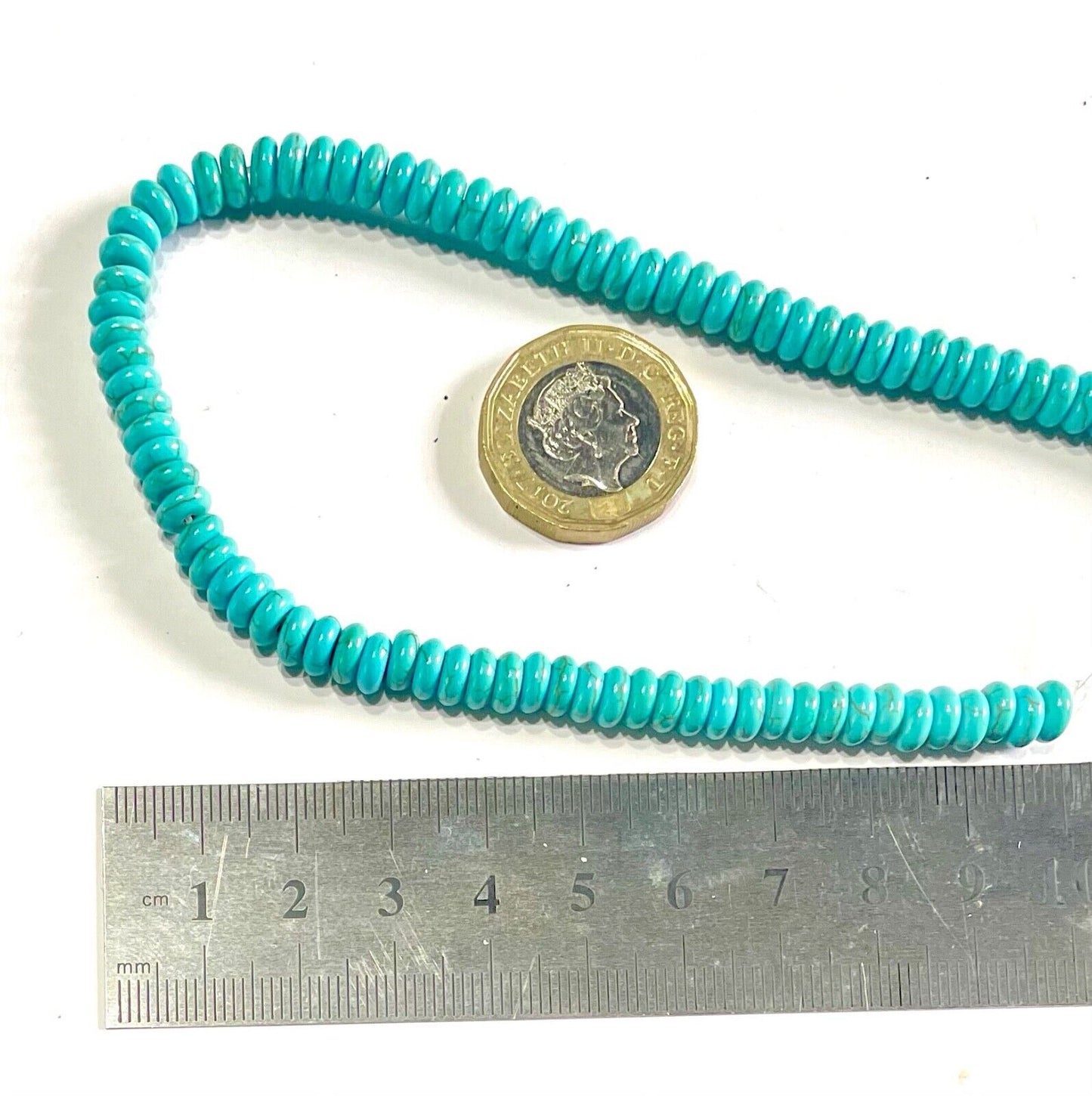 1 strand Rondelle Howlite Turquoise 6mm x 2.5mm Beads (135+ pcs)