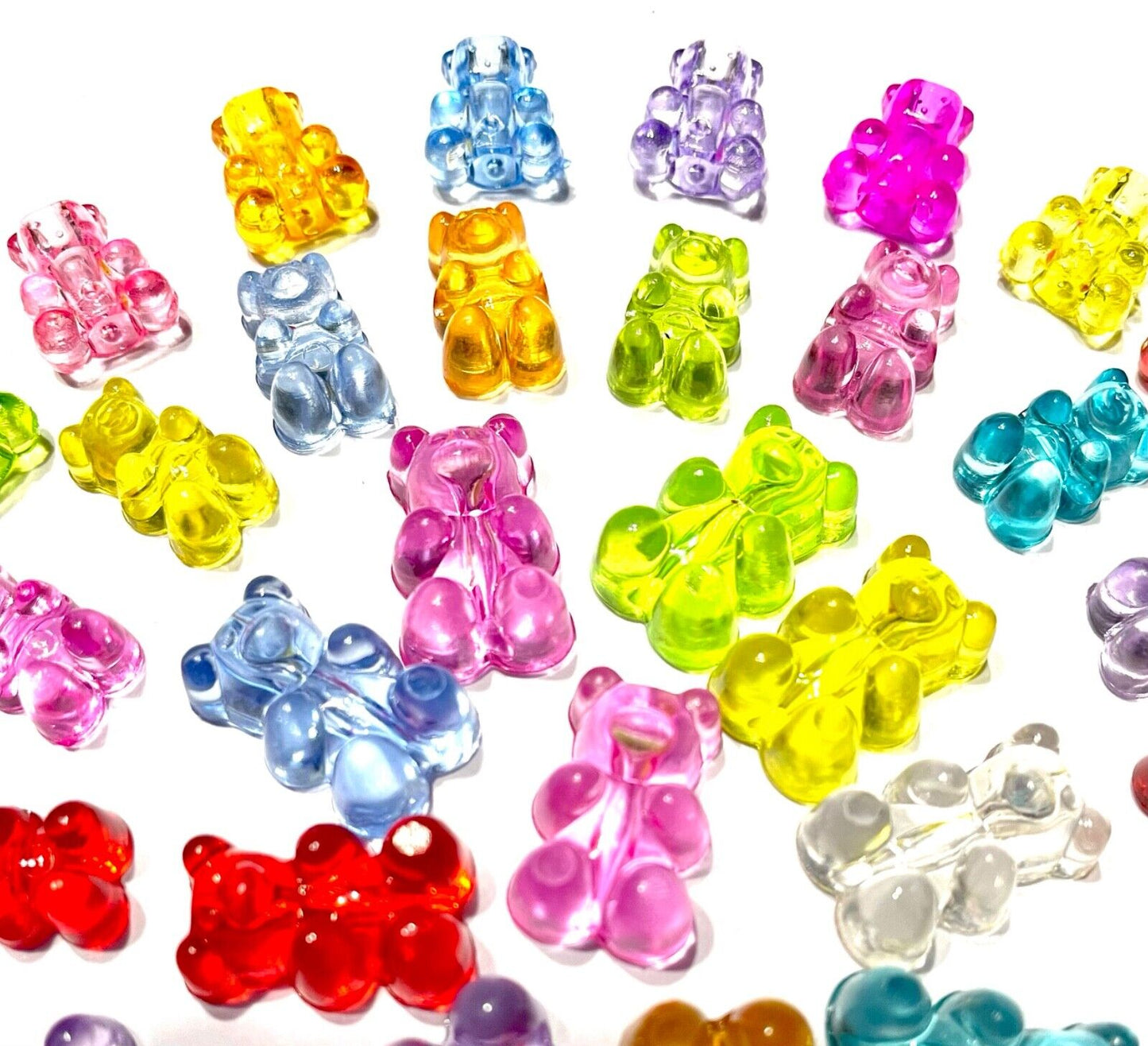 60pcs Mix Jelly Gummy Bears 10mm, 12mm & 16mm Charm Acrylic Beads
