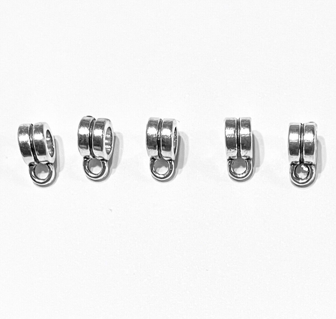 35x Silver Tone Metal Bail Charm Pendant Connector 8mmx6mm Beads