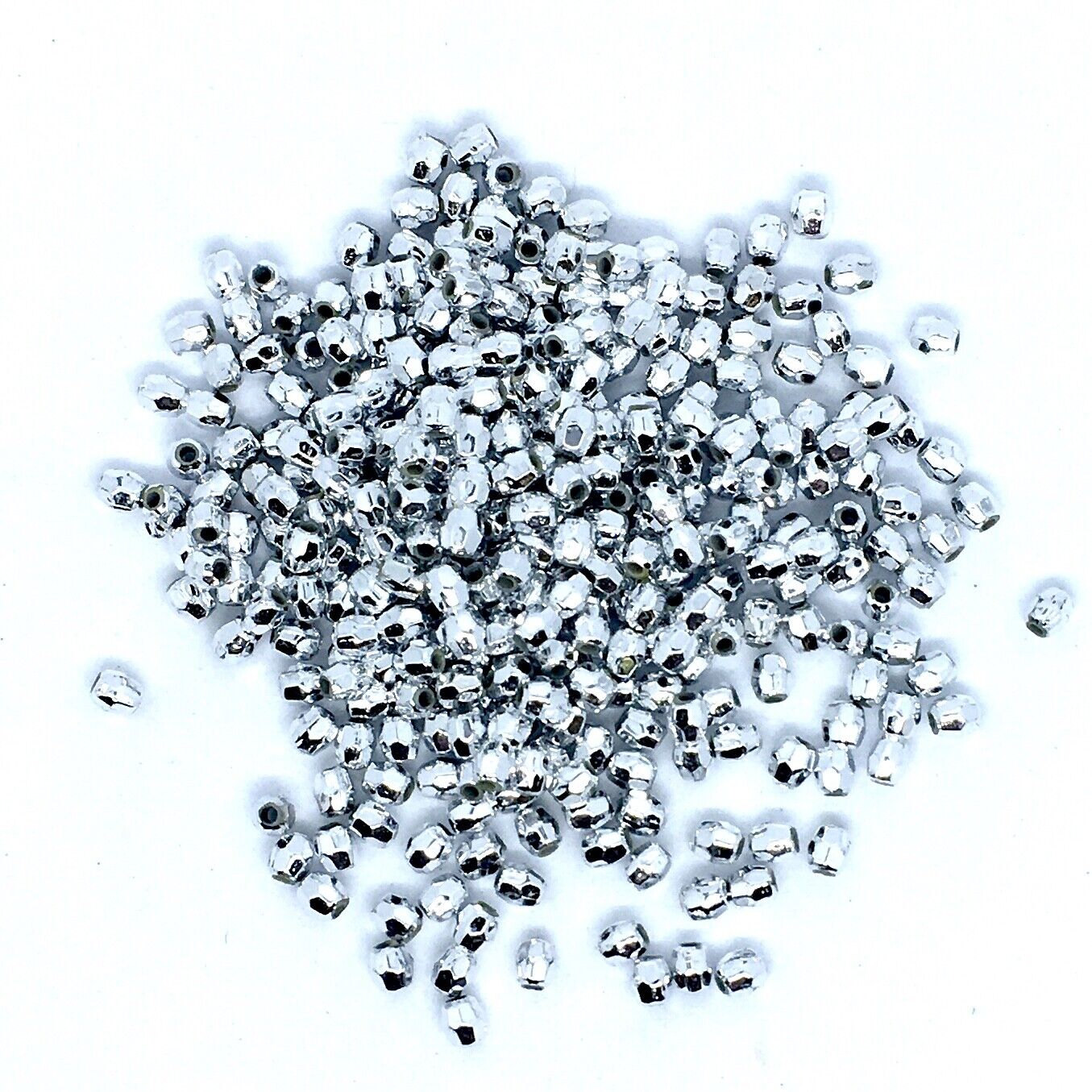 300x Silver Colour Faceted Hexagon 5mmx4mm Acrylic Spacer Beads