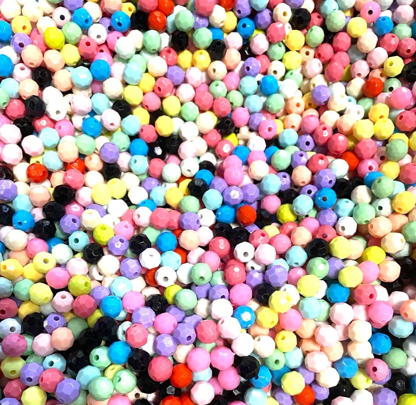 100x Multicoloured Faceted 8mm Acrylic Beads