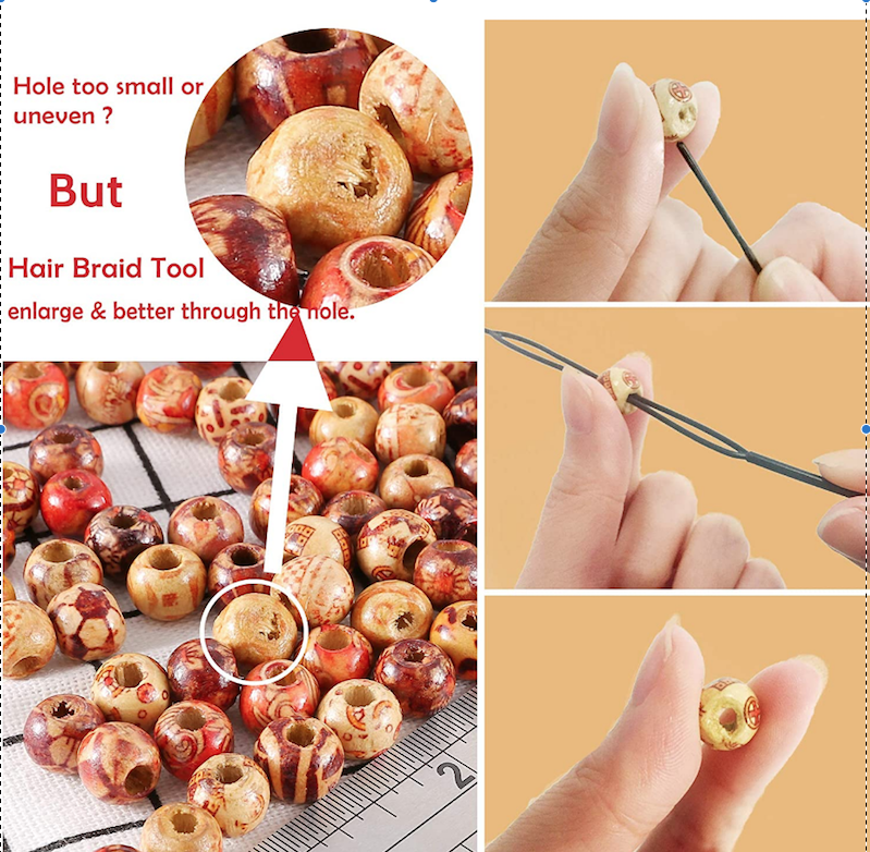 50x Patterned Wood Beads 13mmx12mm with Big Hole