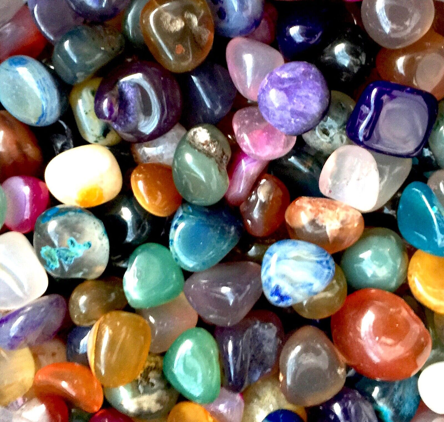 26 pcs Multicolour No Hole Natural Semi Precious Agate Quartz Stone Tumble