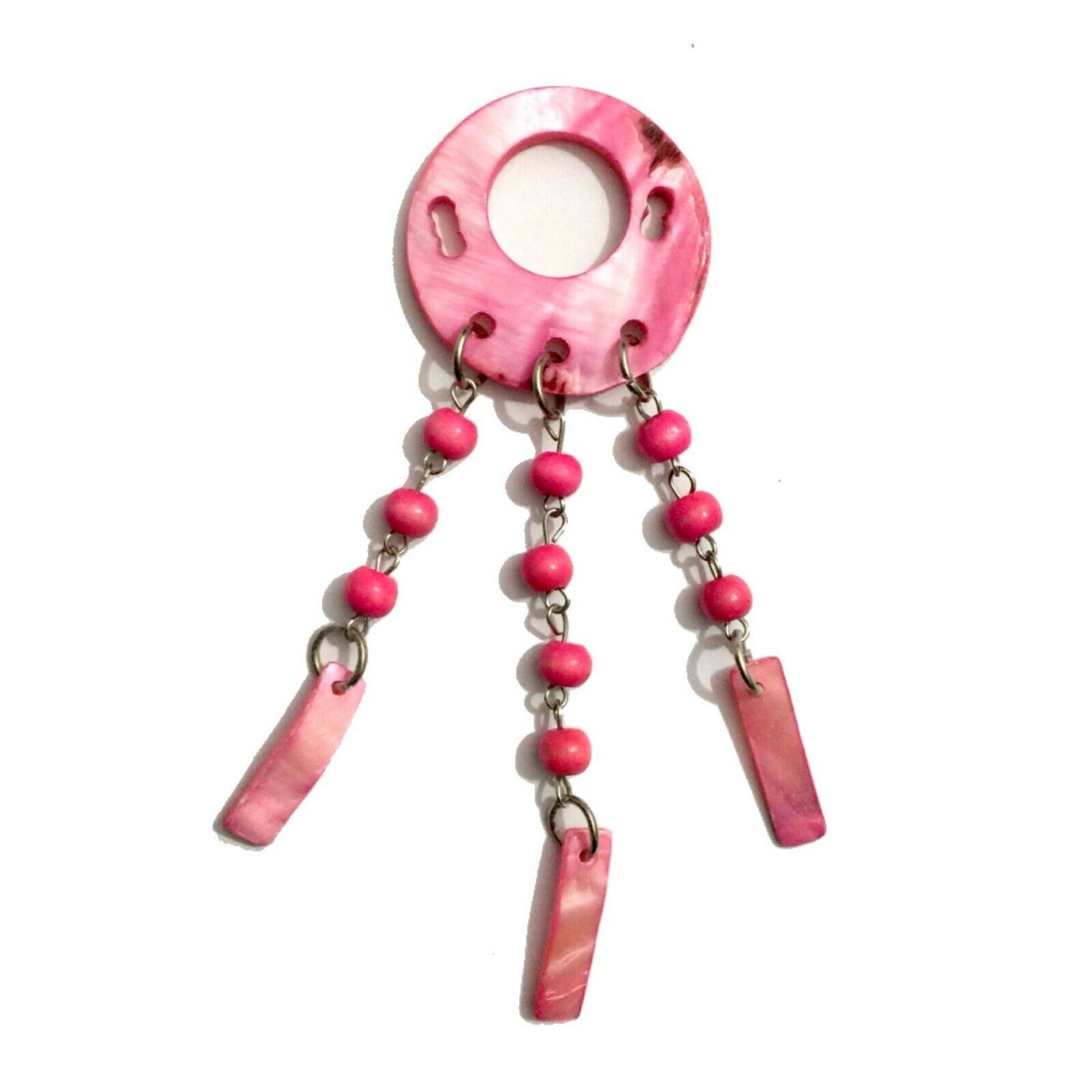 Pink Mother of Pearl Bead 4cm x 8cm Pendant