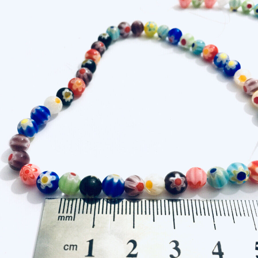 60pcs 1x Strand Mix Design Mix Colour 6mm Millefiori Glass Beads