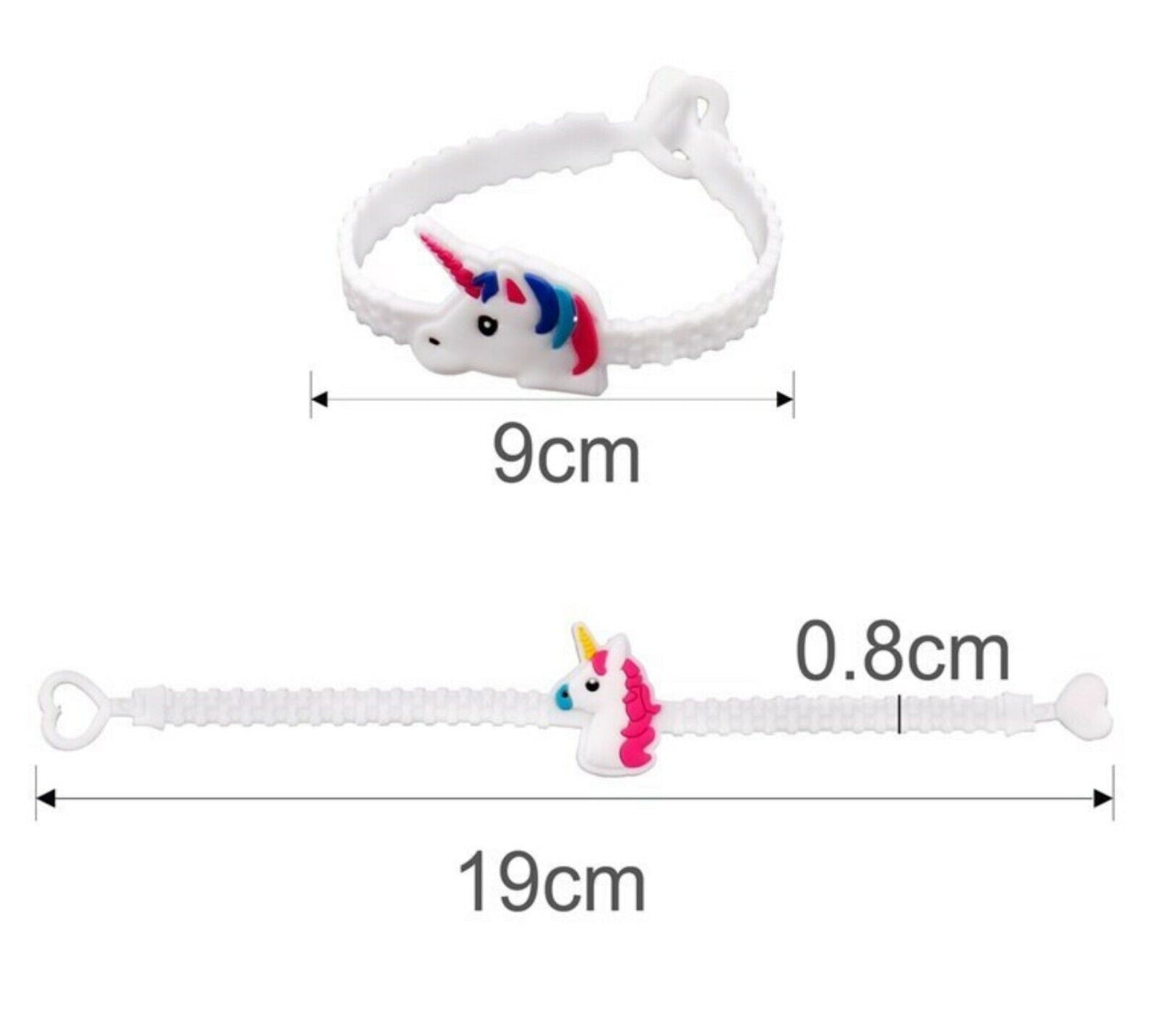5x Unicorn White PVC Bracelet