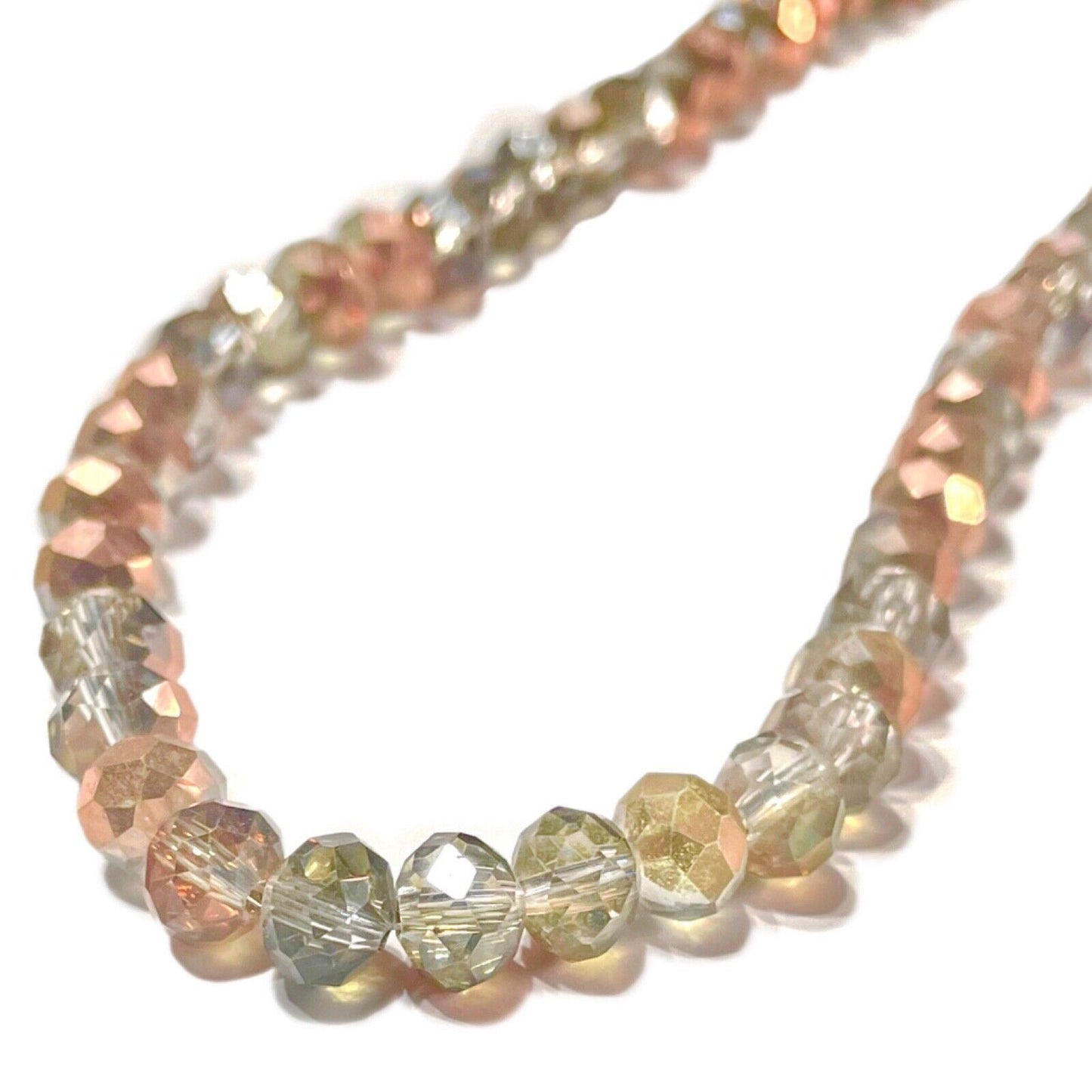 1x Strand 50cm Two Tone Bronze & Clear 7mm Faceted Rondelle Glass Beads