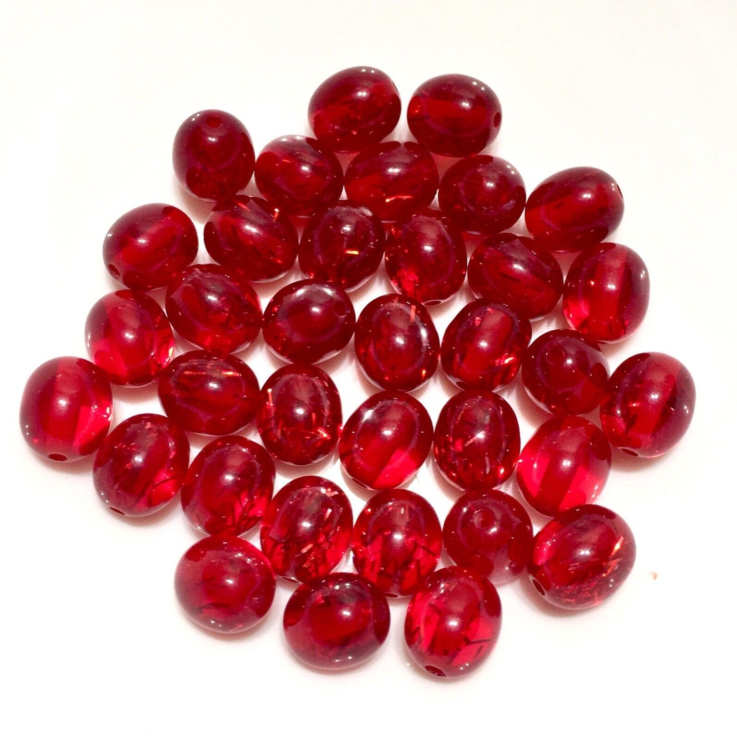 20x Red 14mmx12mm Oval Acrylic Beads for Jewellery Making