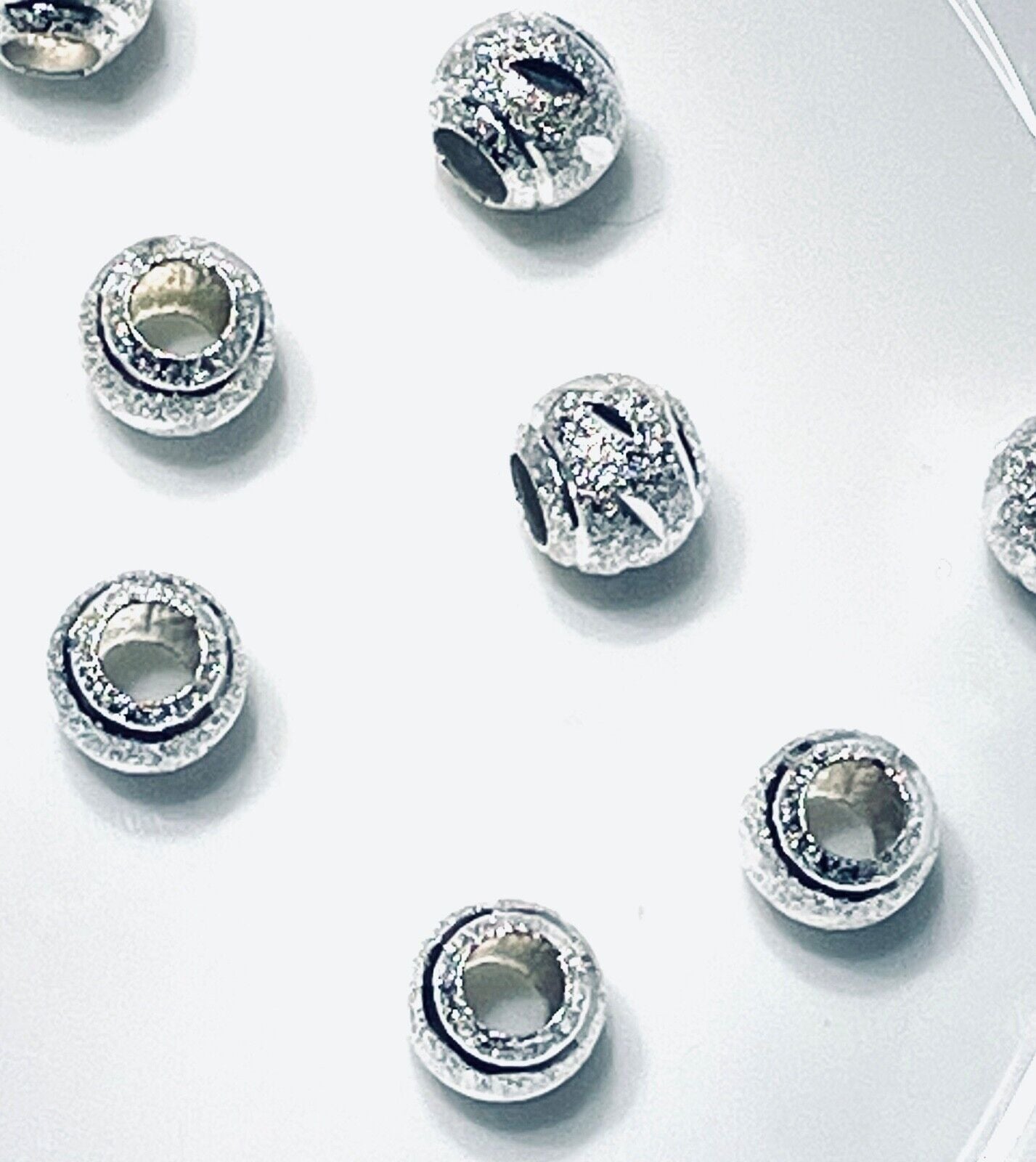 10X LIGHTWEIGHT SILVER COLOUR METAL EUROPEAN CHARM LARGE HOLE BEADS