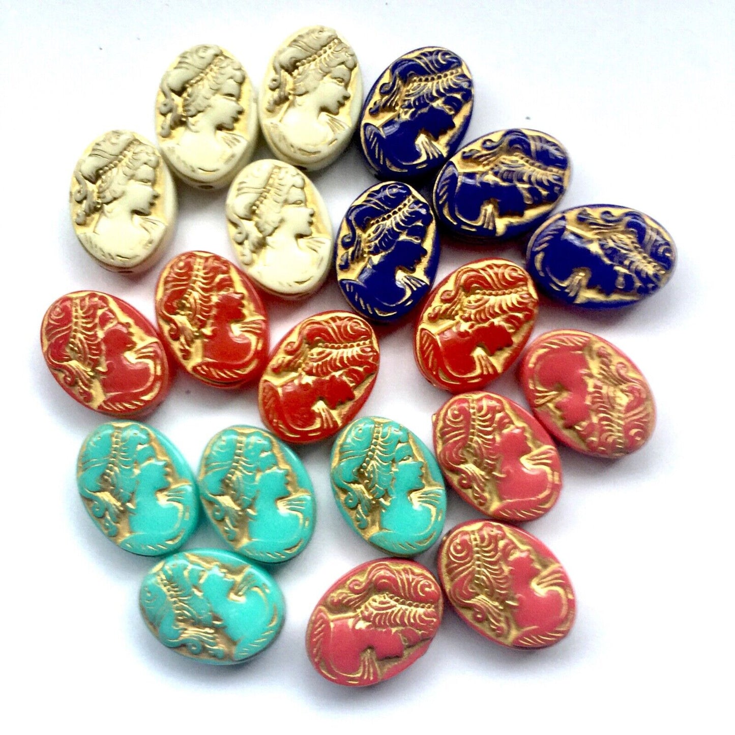 20x Metal Enlaced 5 Colour Victorian Antique Style Oval 18mmx13mm Charm Beads