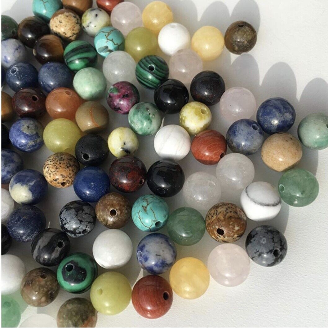 60 pcs Mixed Semi Precious Natural Stone 6mm Loose Beads