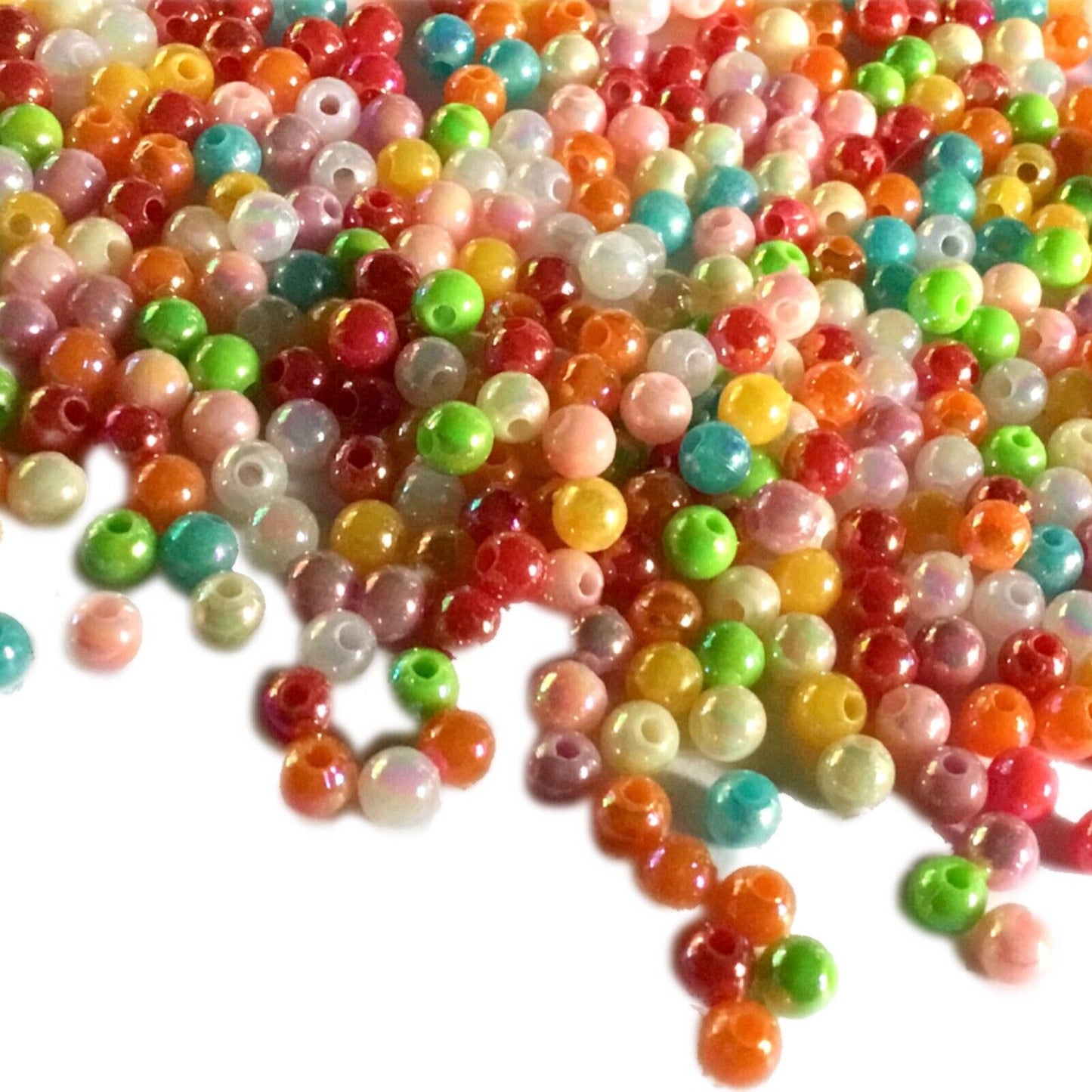 1000x AB Multicolour 4mm Acrylic Beads for Jewellery Crafting