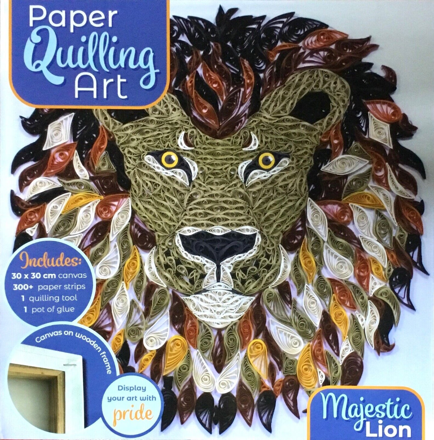 Majestic Lion on Canvas Paper Quilling Art Box Kit