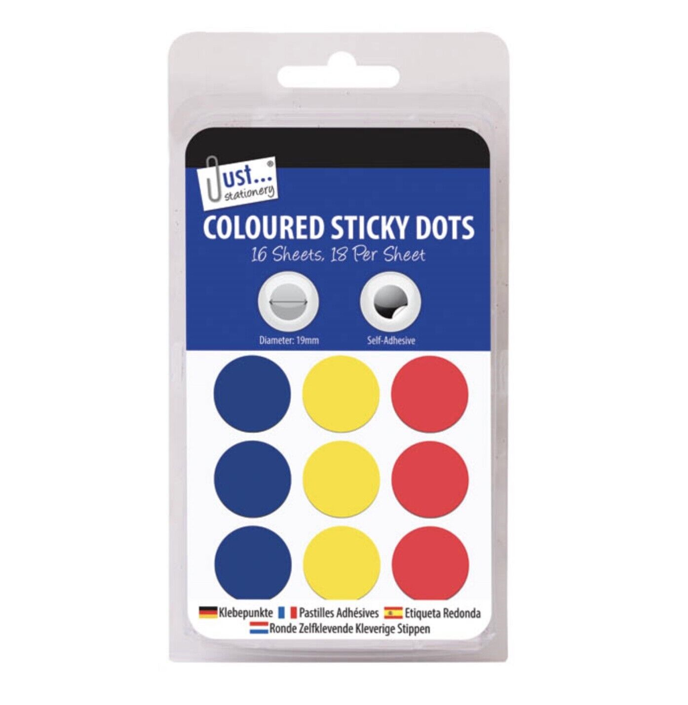288x Multi Coloured 19mm Self Adhesive Sticky Dots