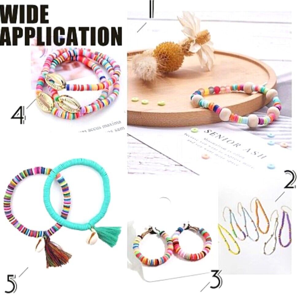 Stretch Bracelet Making DIY Kit Polymer Clay Heishi Beads with Charms