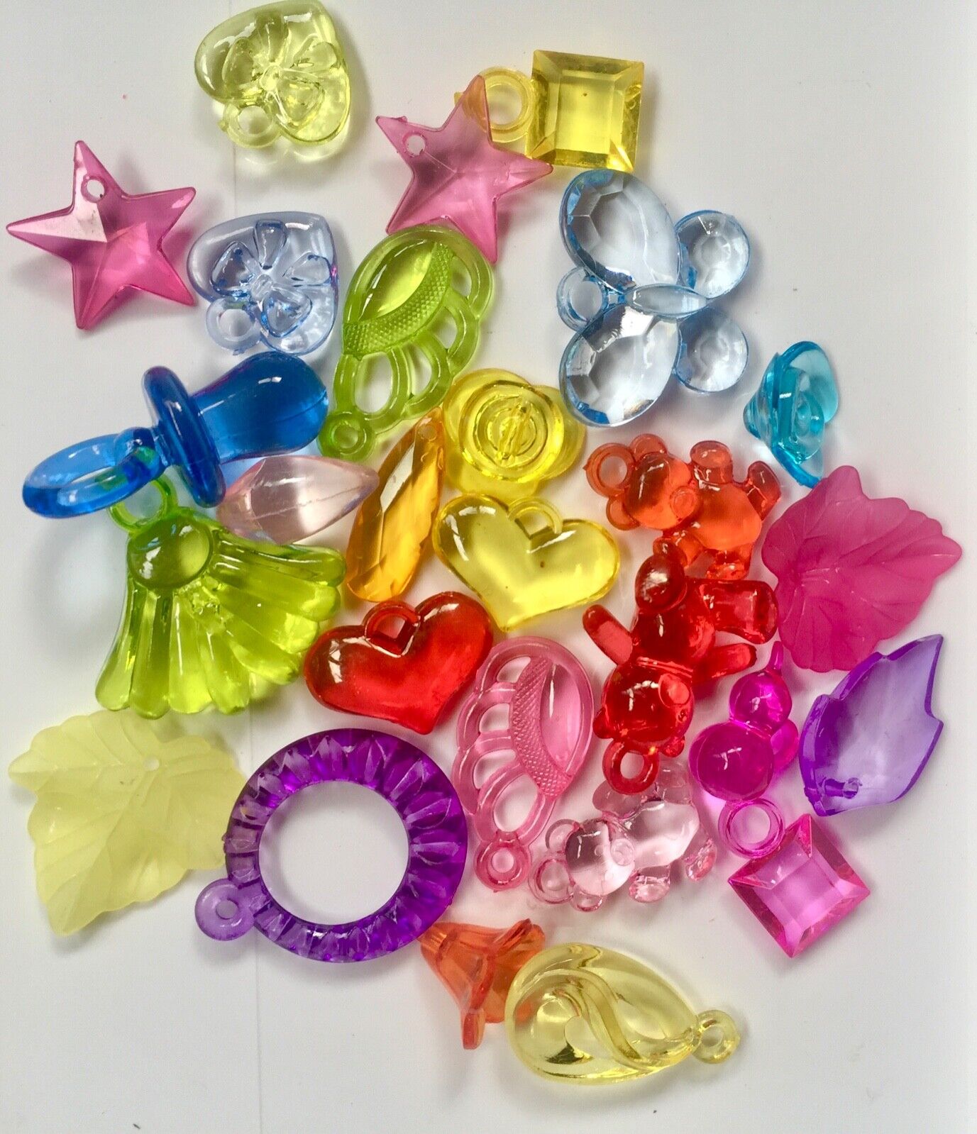 Over 300x Multicolour Transparent Crystal 4mm to 20mm Acrylic Beads and Charms
