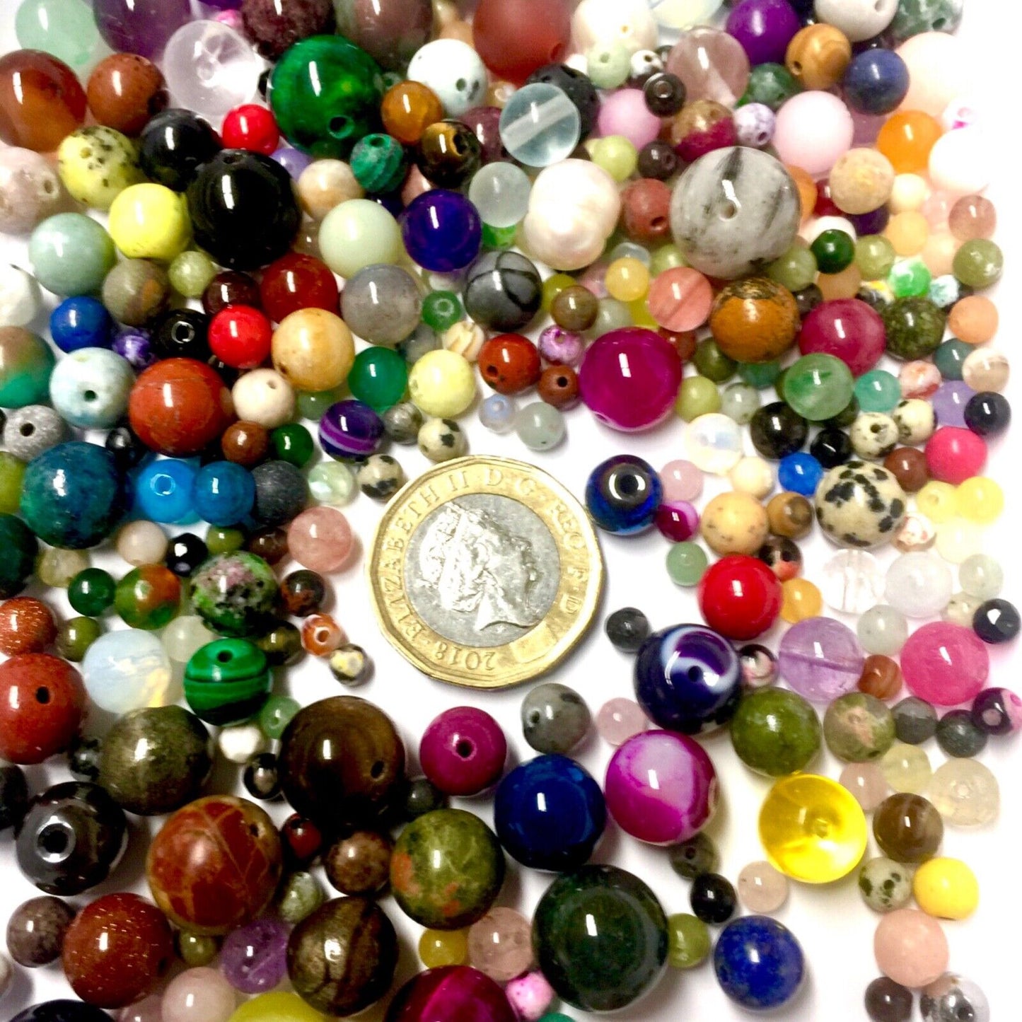55 pcs Mix Sizes Mix Semi Precious Natural Stone 4mm to12mm Loose Beads
