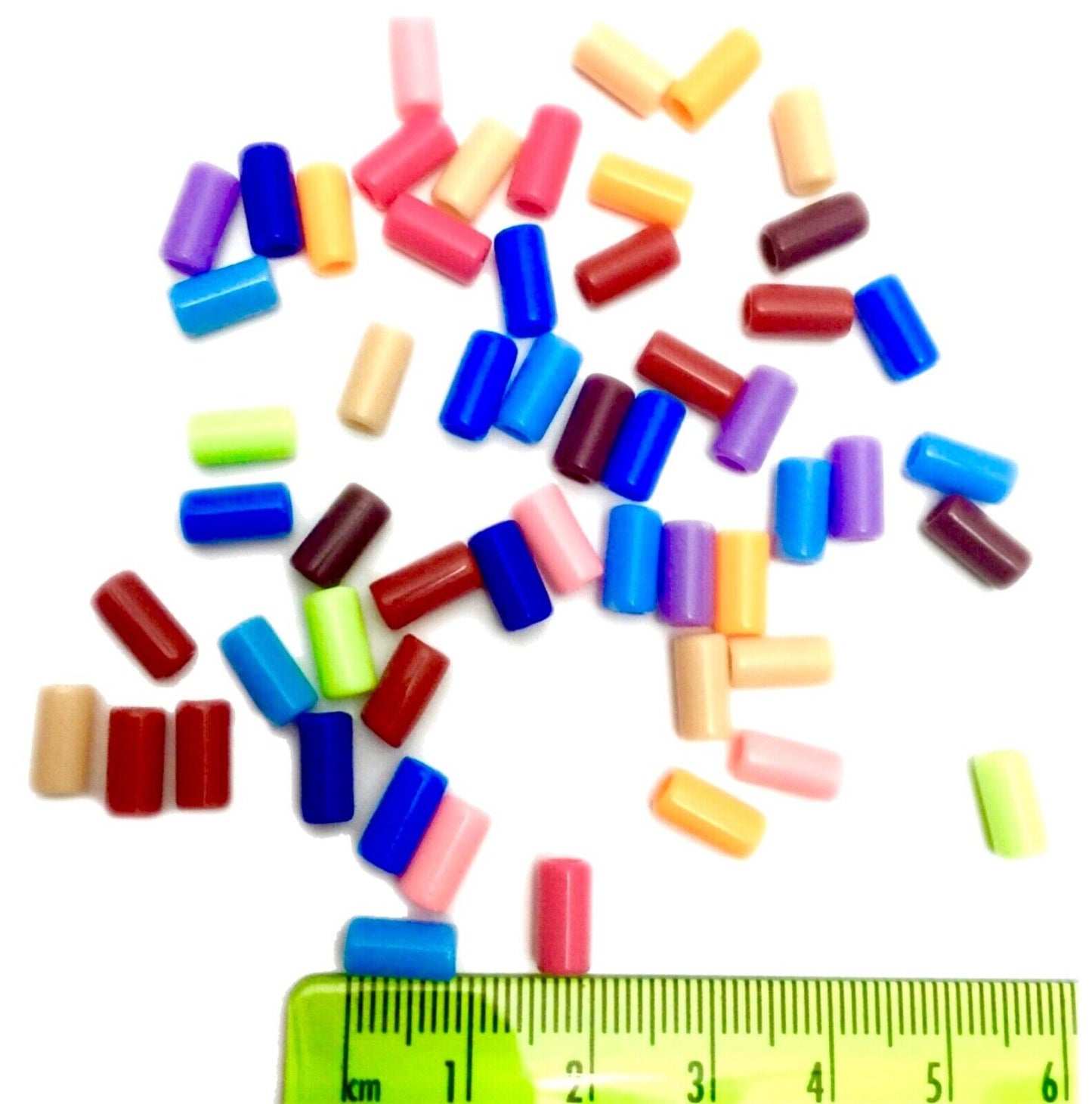 200pcs Multicolour Tube Tubular 9mm Large Hole Acrylic Beads