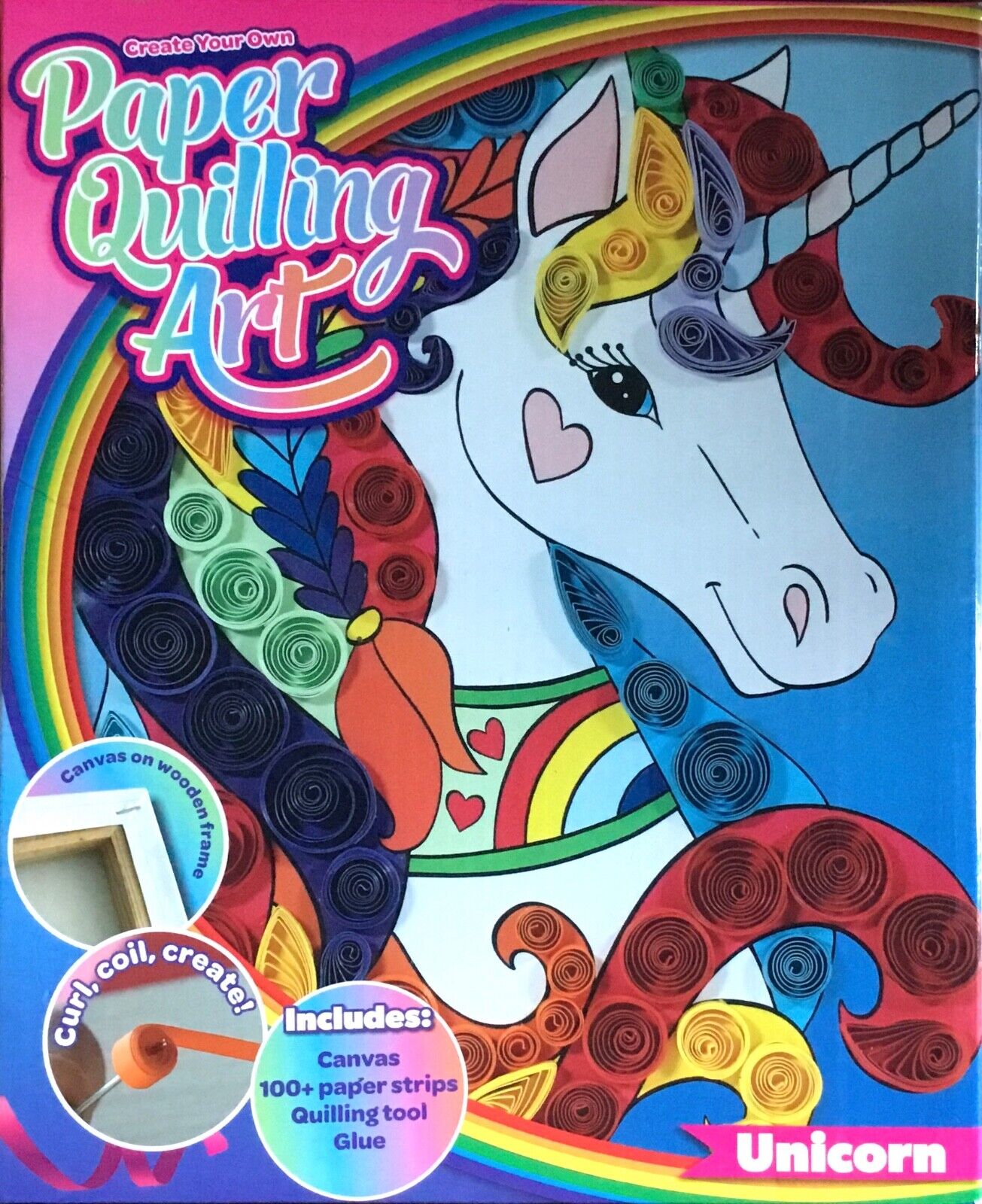 Magical Unicorn on Canvas Paper Quilling Art Box Kit