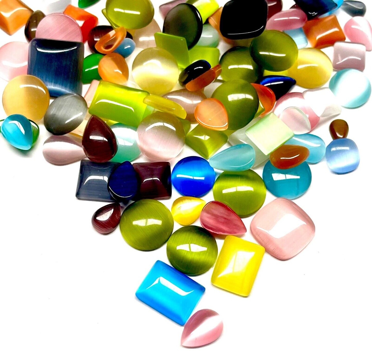 40g Mix Colours Mix Sizes Cats Eye Cabochons for Crafting
