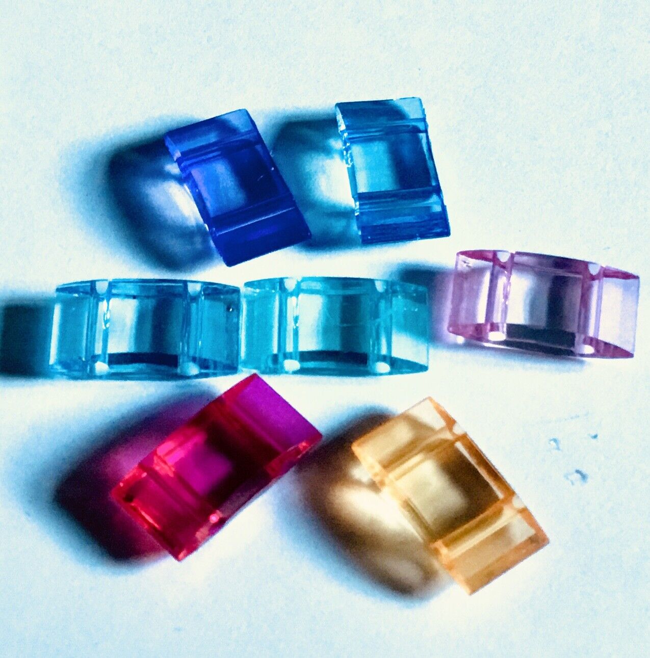 25 pcs Two Hole MultiColour Transparent Crystal Acrylic 17x9mm Carrier Beads