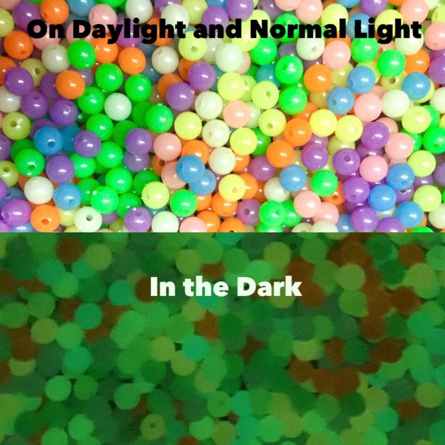 100x Glow in the Dark 8mm Acrylic Beads